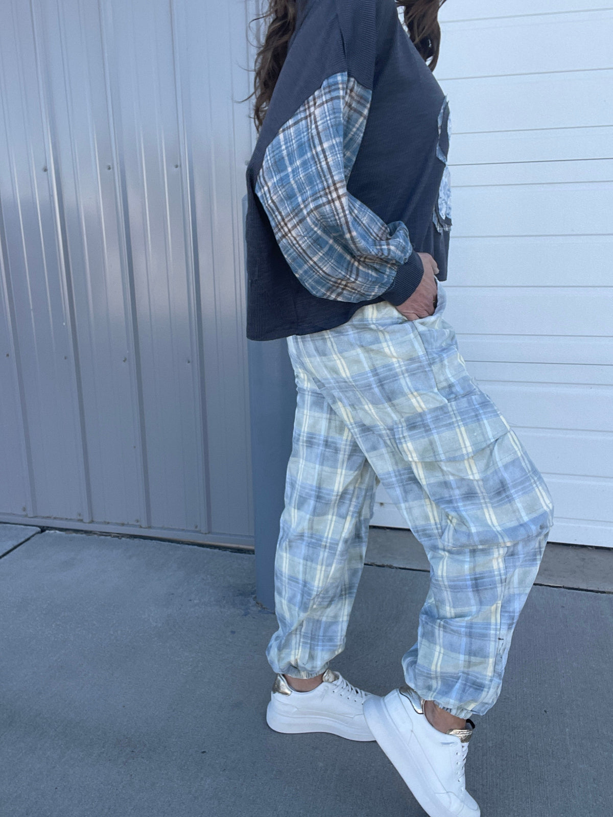 POL Stay True Plaid Print Cotton Jogger Pants In 2 Colors