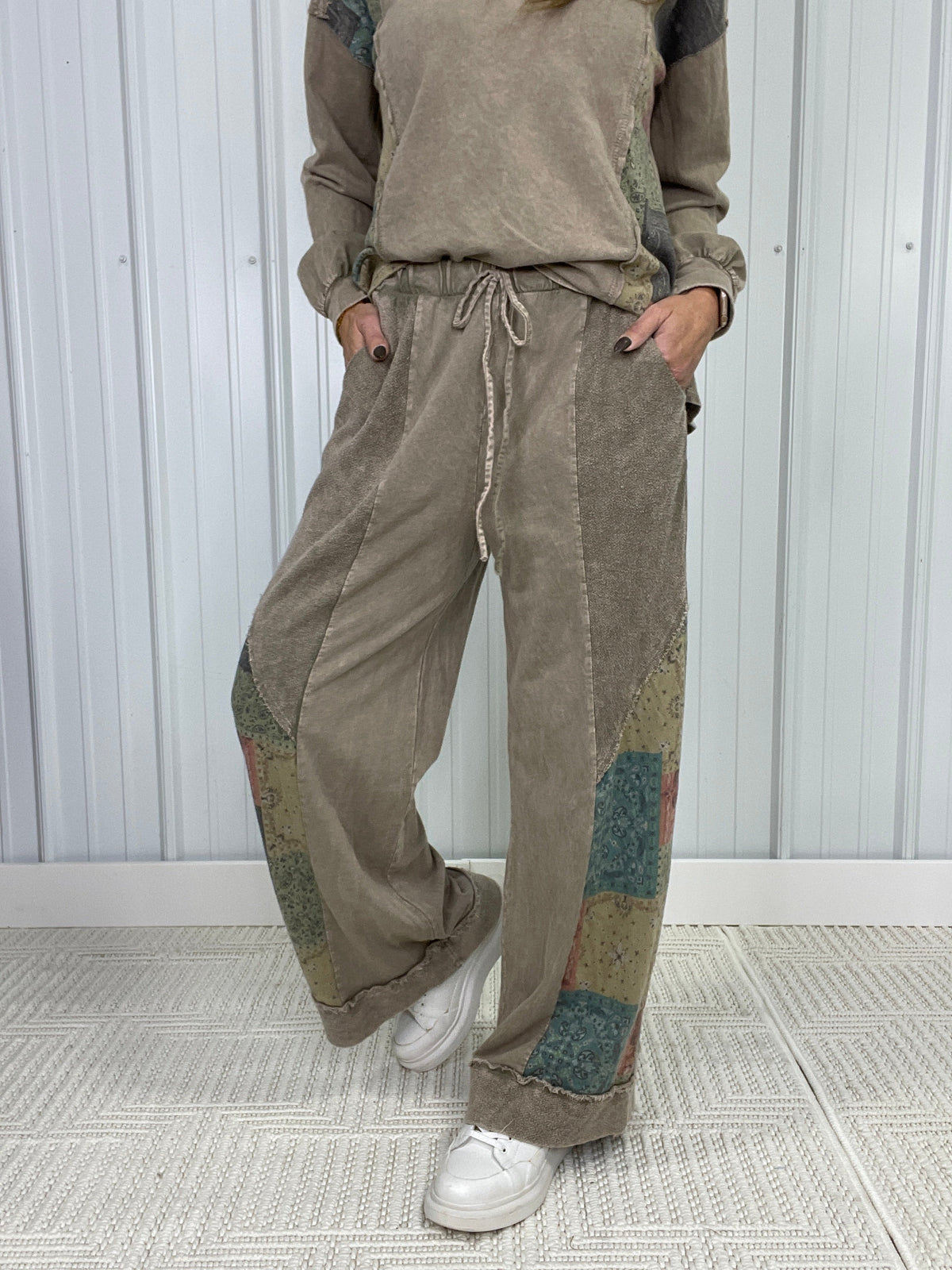 Patchwork Journey Wide Leg Pants in 2 Colors