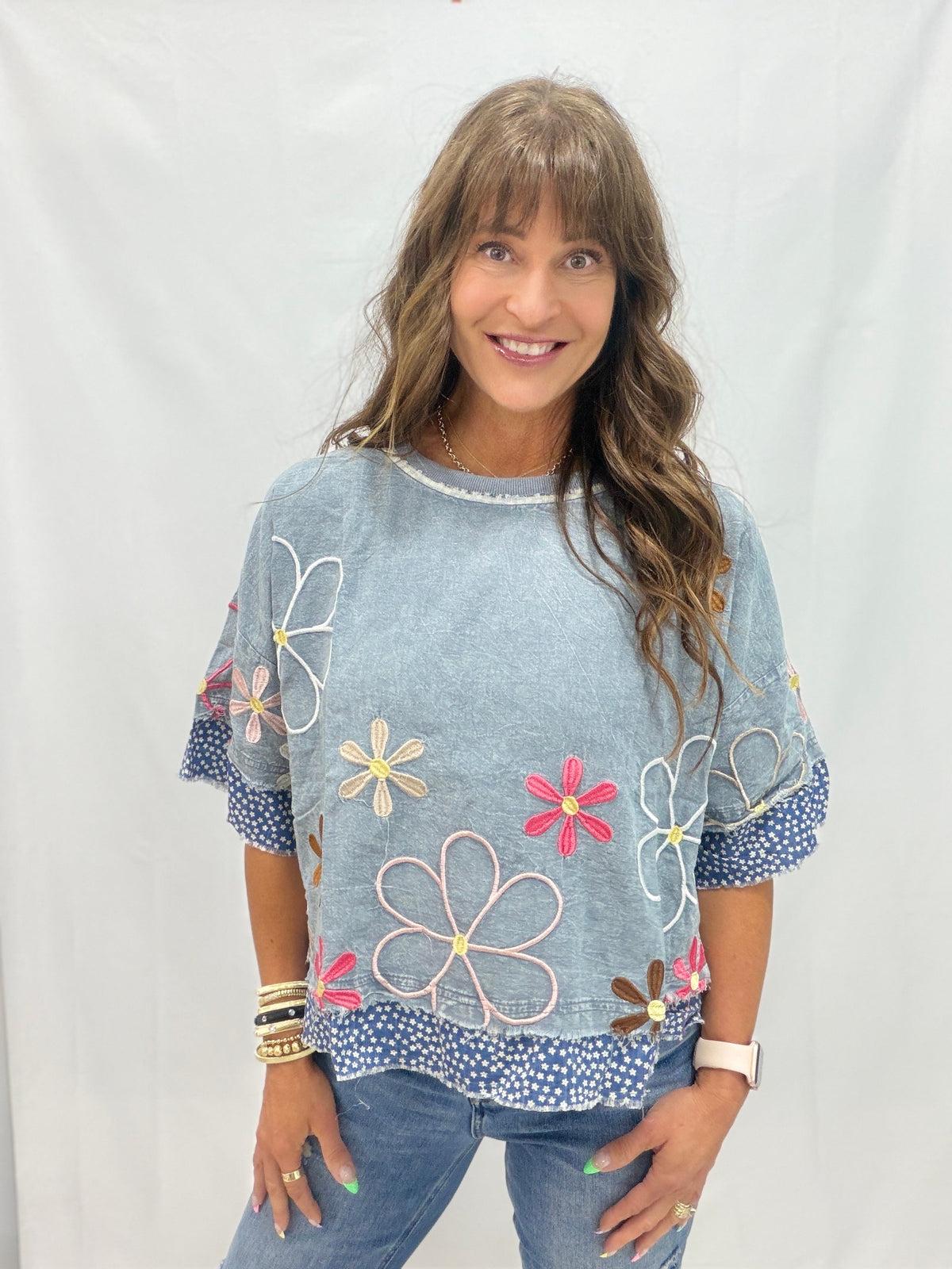 Oli & Hali Cozy Haven Embroidery Top In 2 Colors