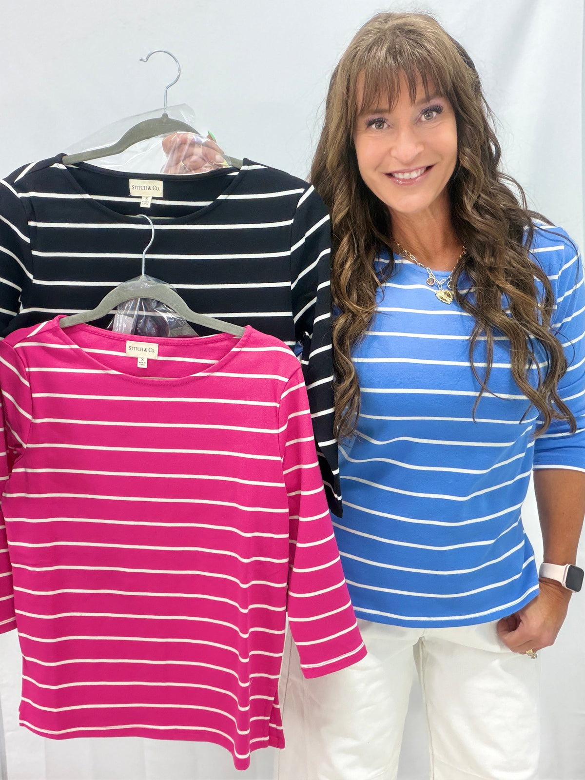 Promise The World 3/4 Sleeve Striped Top In 3 Colors