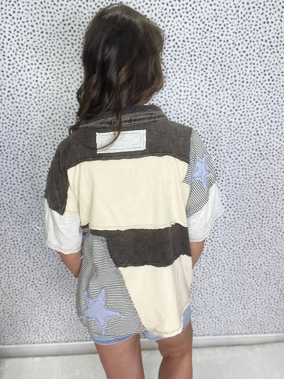 Oli & Hali Starlight Dreamer Star Patchwork Top In Black *Final Sale*