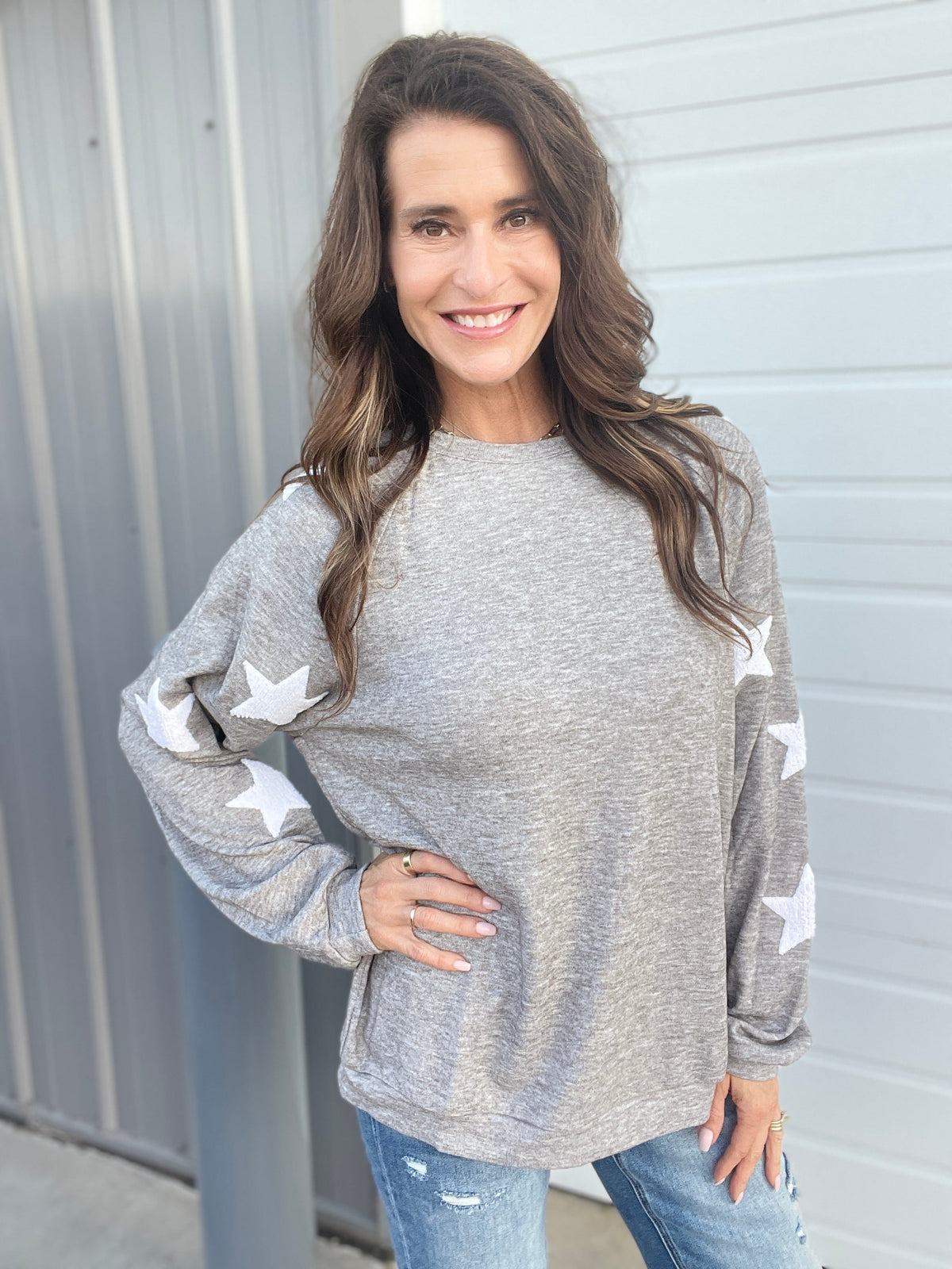 Shooting Star Knit Sweater In 3 Colors: Grey, Rose, Charcoal *Final Sale*
