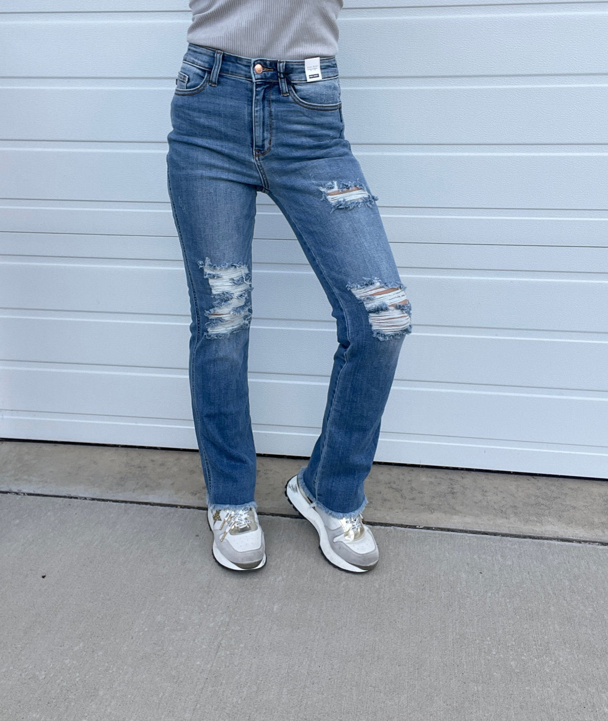 Judy Blue Kolby High Waist Frey Bootcut Jeans 542