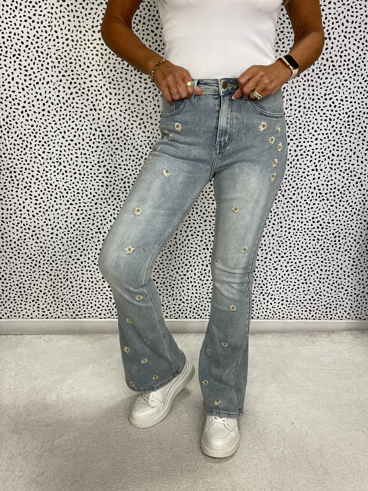 Oli & Hali Daisy Daze Flare Jeans In Light