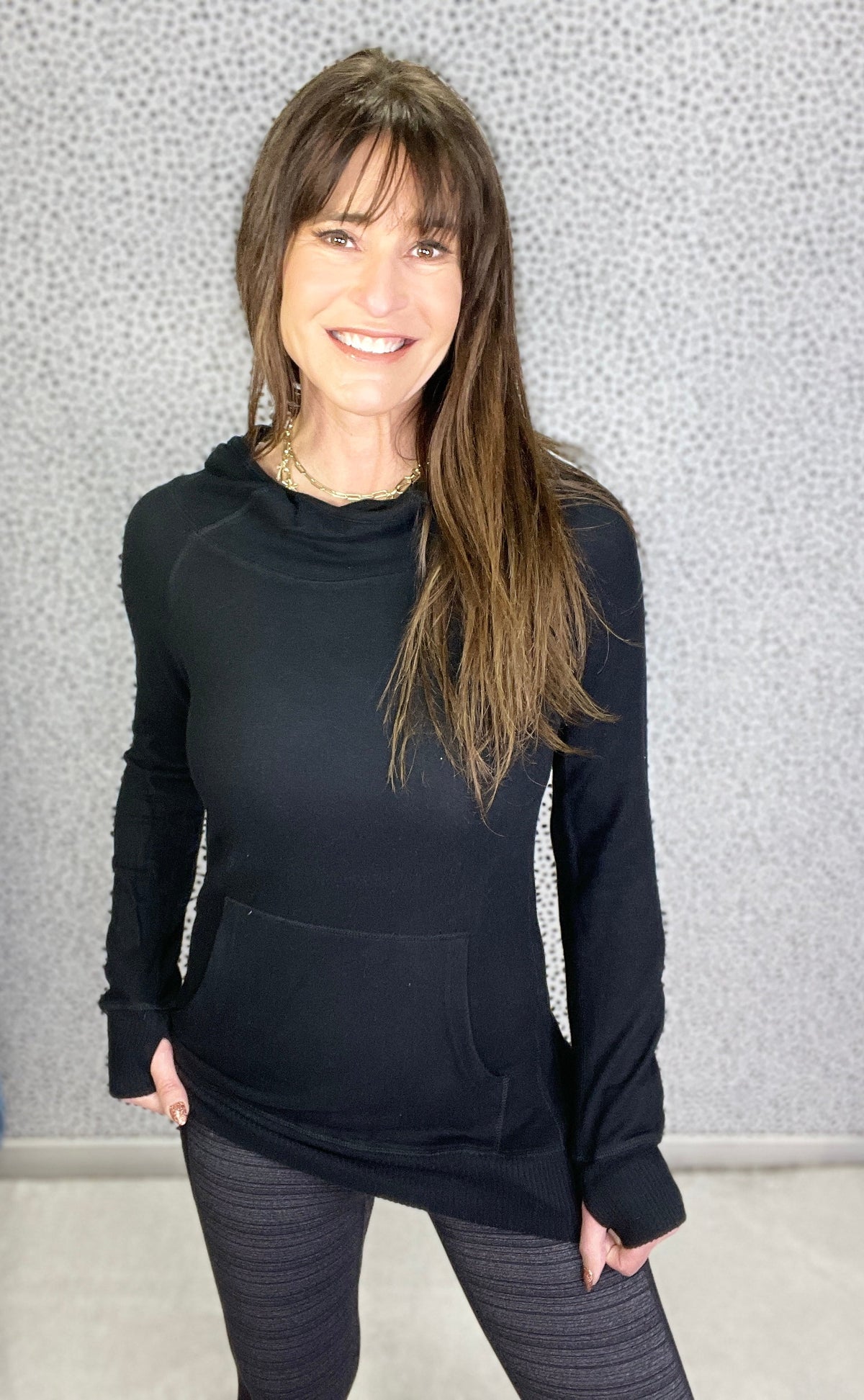 How Do You Know Longline Slim Fit Black Soft Hoodie Top *Final Sale*