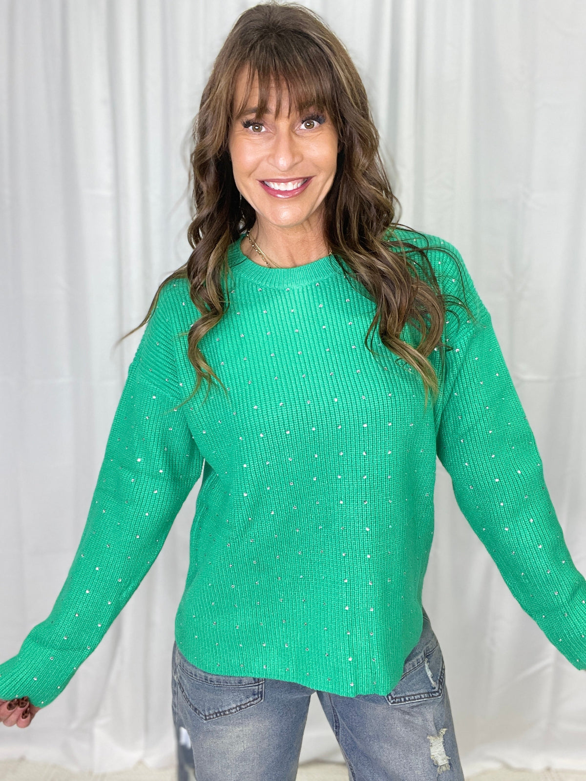 Time To Shine Rhinestone Detail Sweater