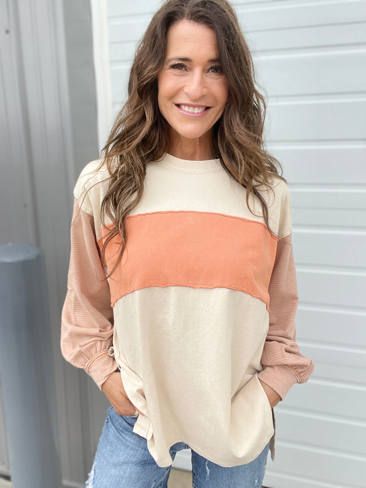 Got A Hunch Color Mix Terry Top In 3 Colors *Final Sale*