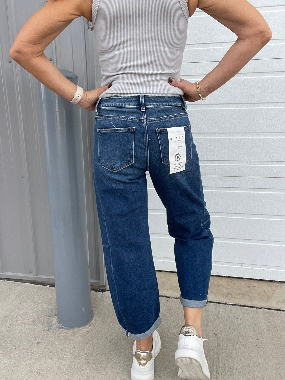 Risen Katelyn Slimming Seamed Barrel Jeans 933 In Dark & Medium