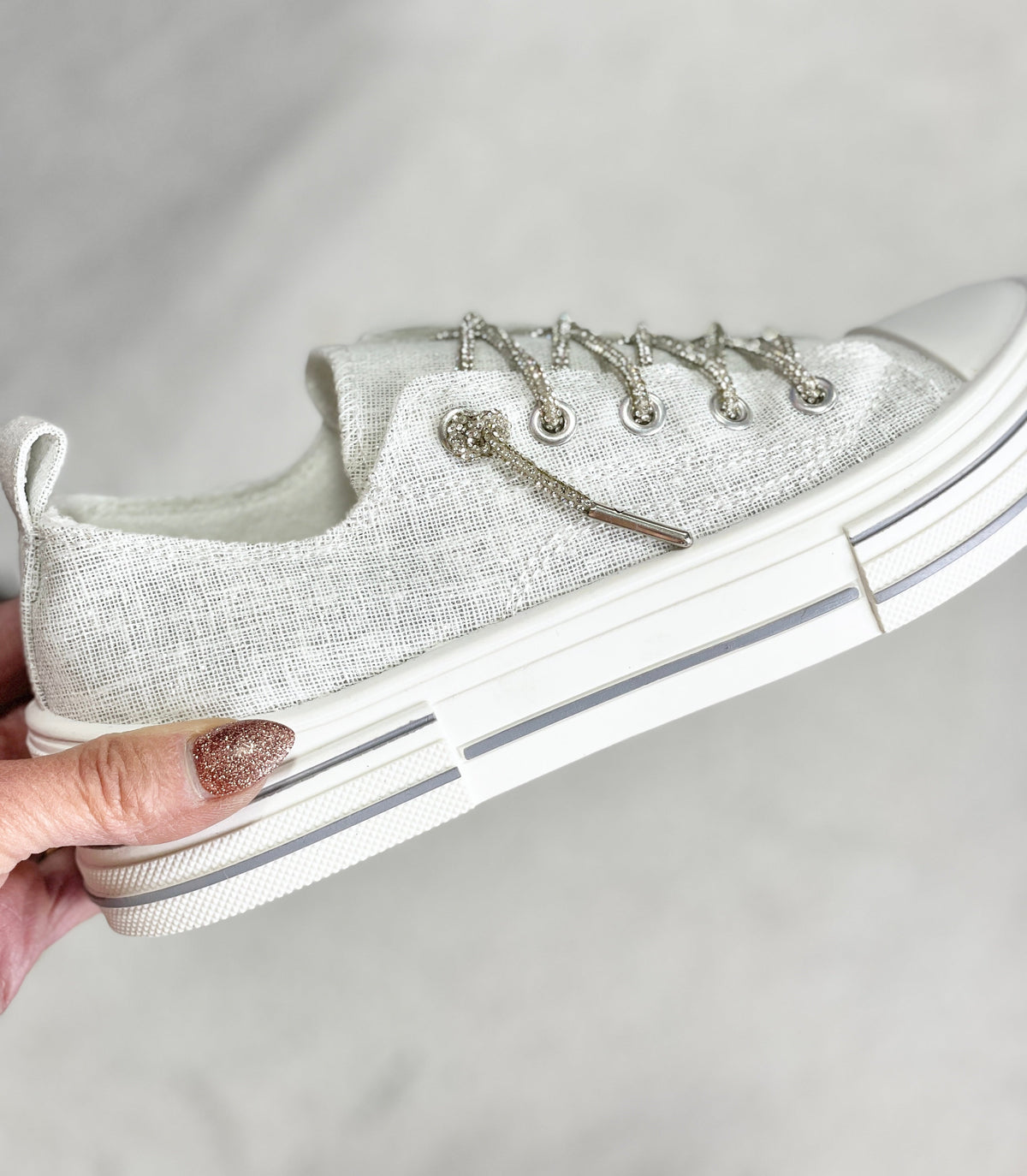 Very G Aman White Sparkle Bling Lace Sneakers *Final Sale*