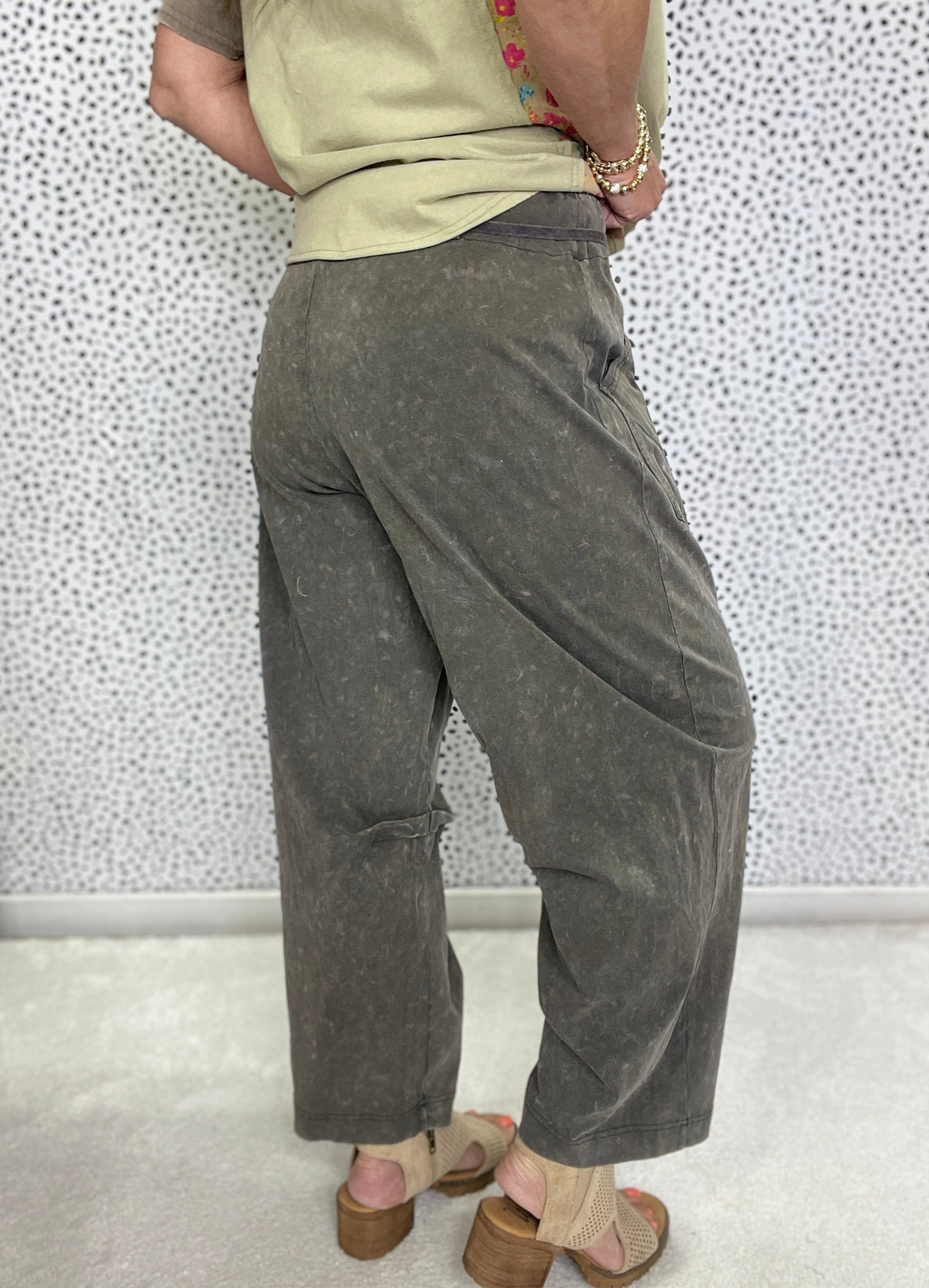 Standing Clear Mineral Washed Terry Knit Pants In Ash *Final Sale*