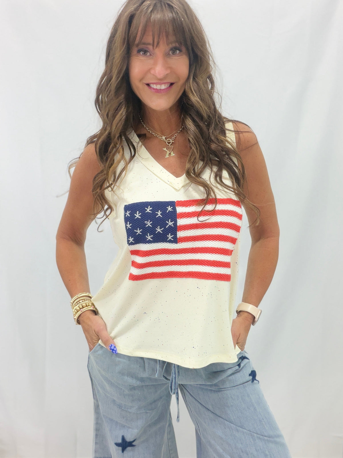 POL A Great Land American Flag Tank In 2 Colors