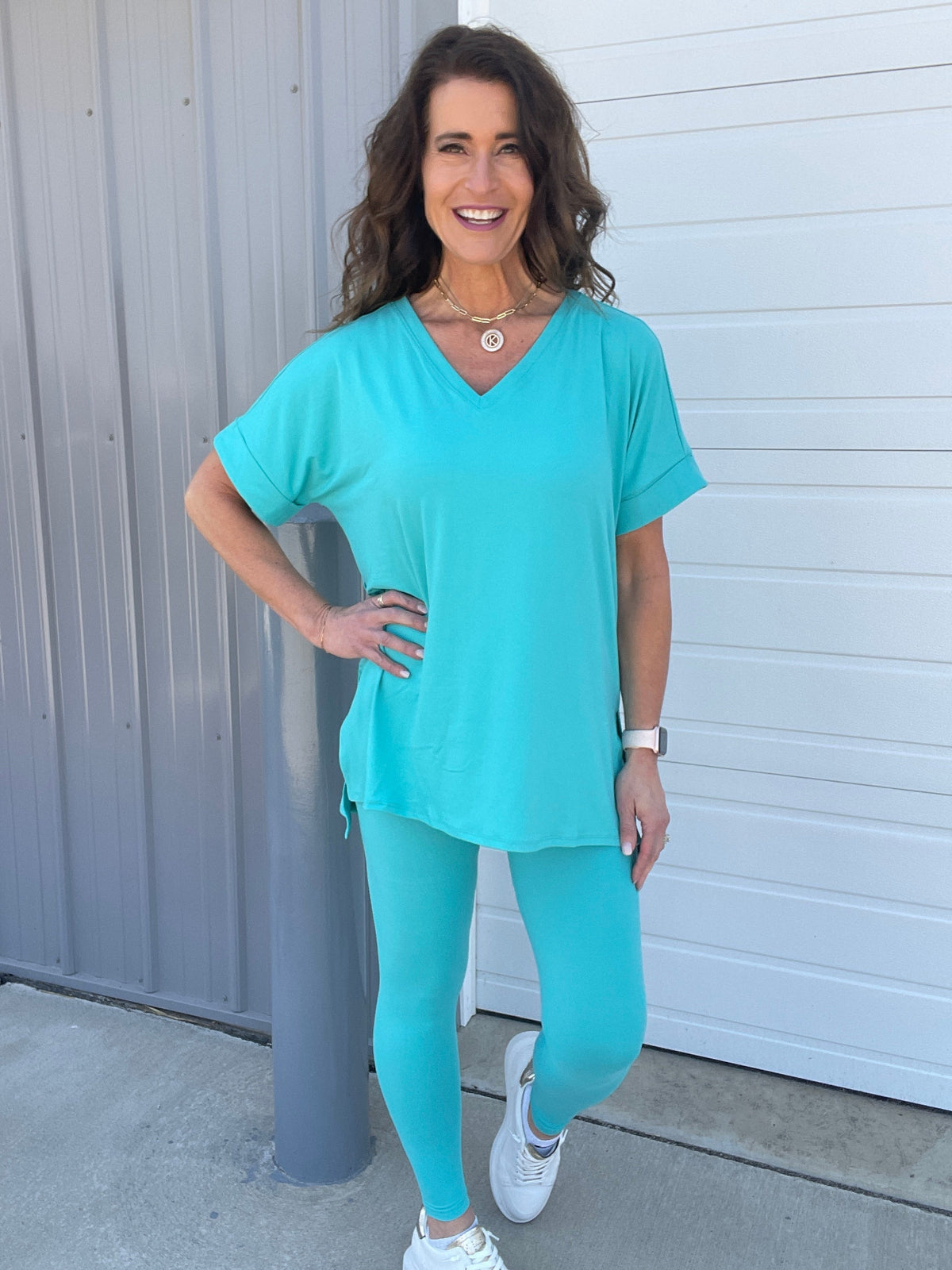 Take It Easy Soft V Neck Short Sleeve Lounge Leggings Set In 4 Colors *Final Sale*