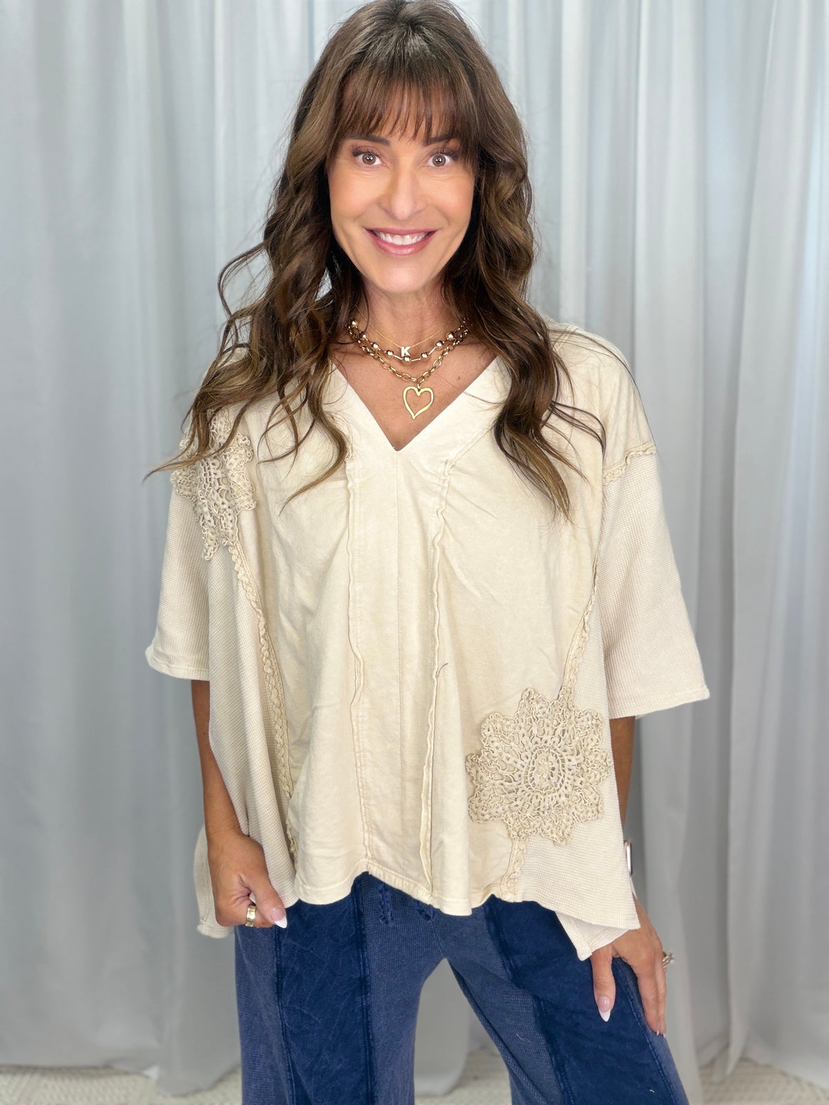Pick A Date Mineral Washed Boho V-Neck Top In 2 Colors