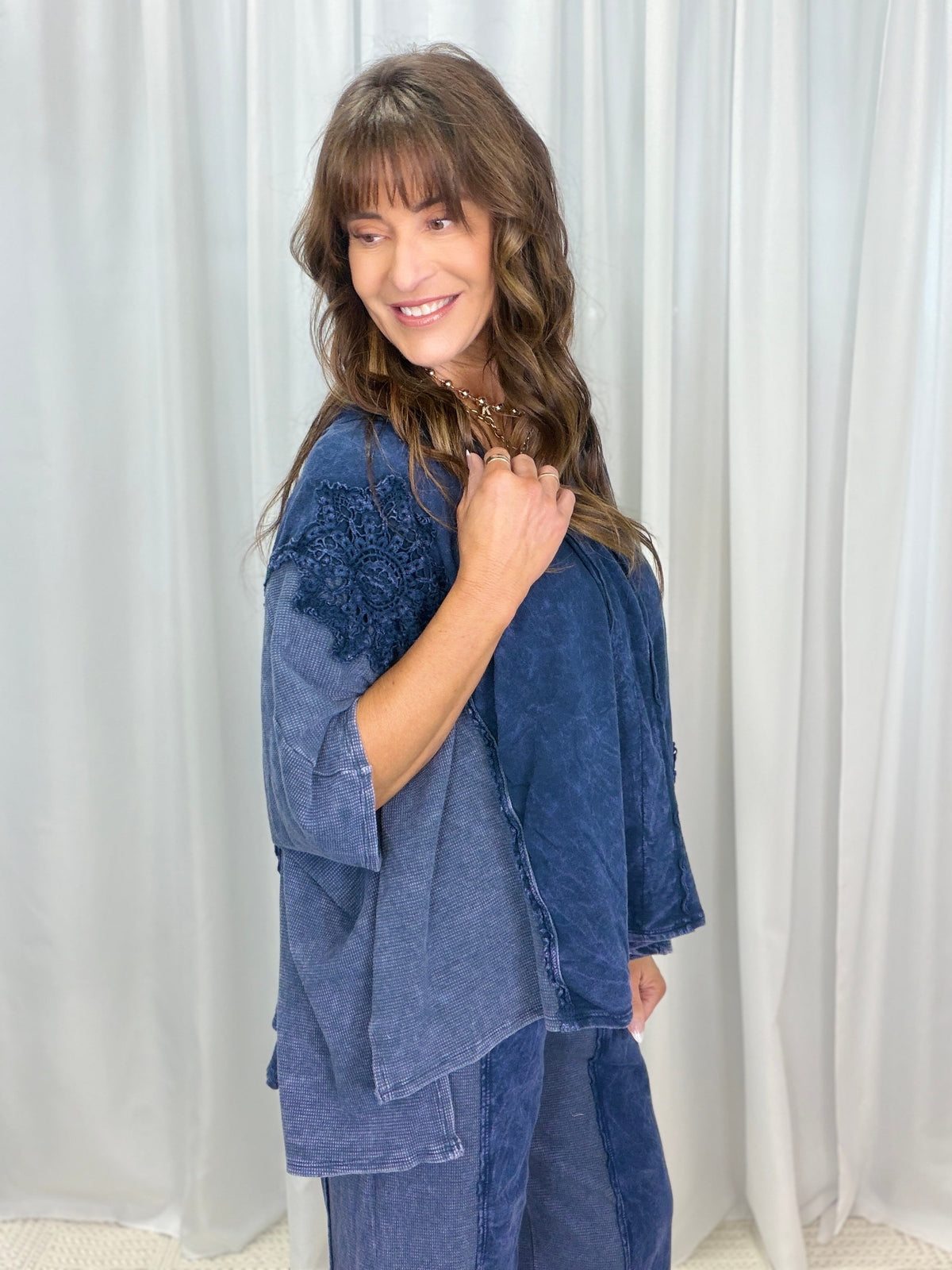 Pick A Date Mineral Washed Boho V-Neck Top In 2 Colors