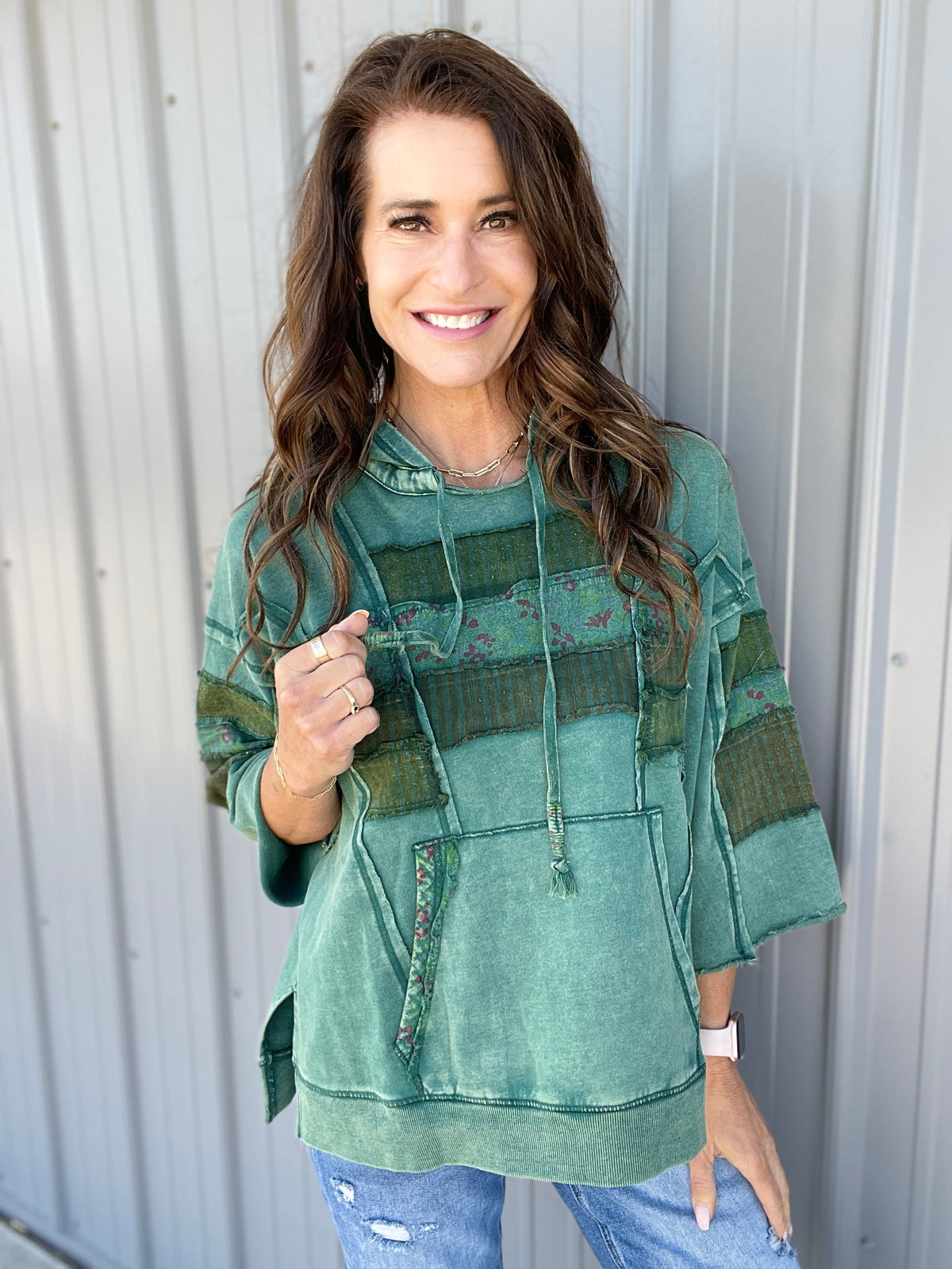 See The Truth Print Mix Hoodie In 5 Colors: Mocha, Green, Orange, Taupe, Ecru *Final Sale*