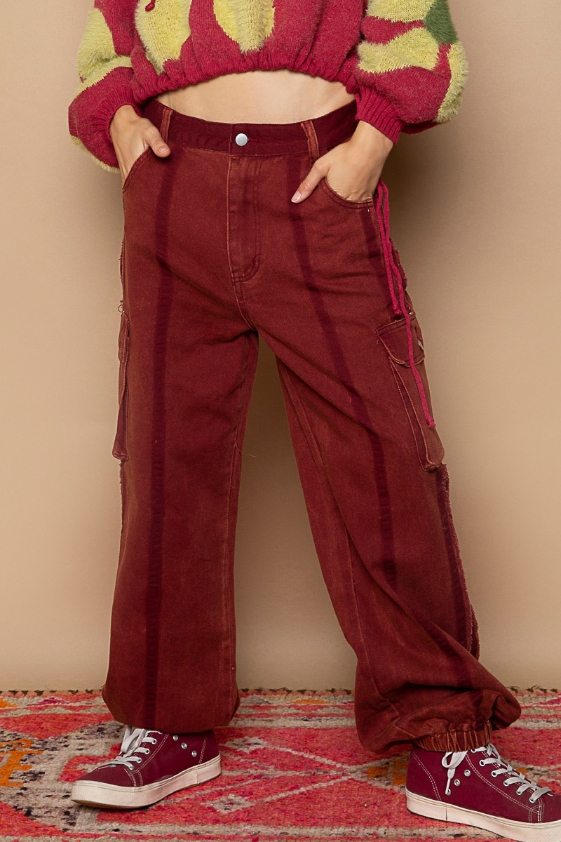 POL End Zone Vintage Wash Joggers In Brick *Final Sale*