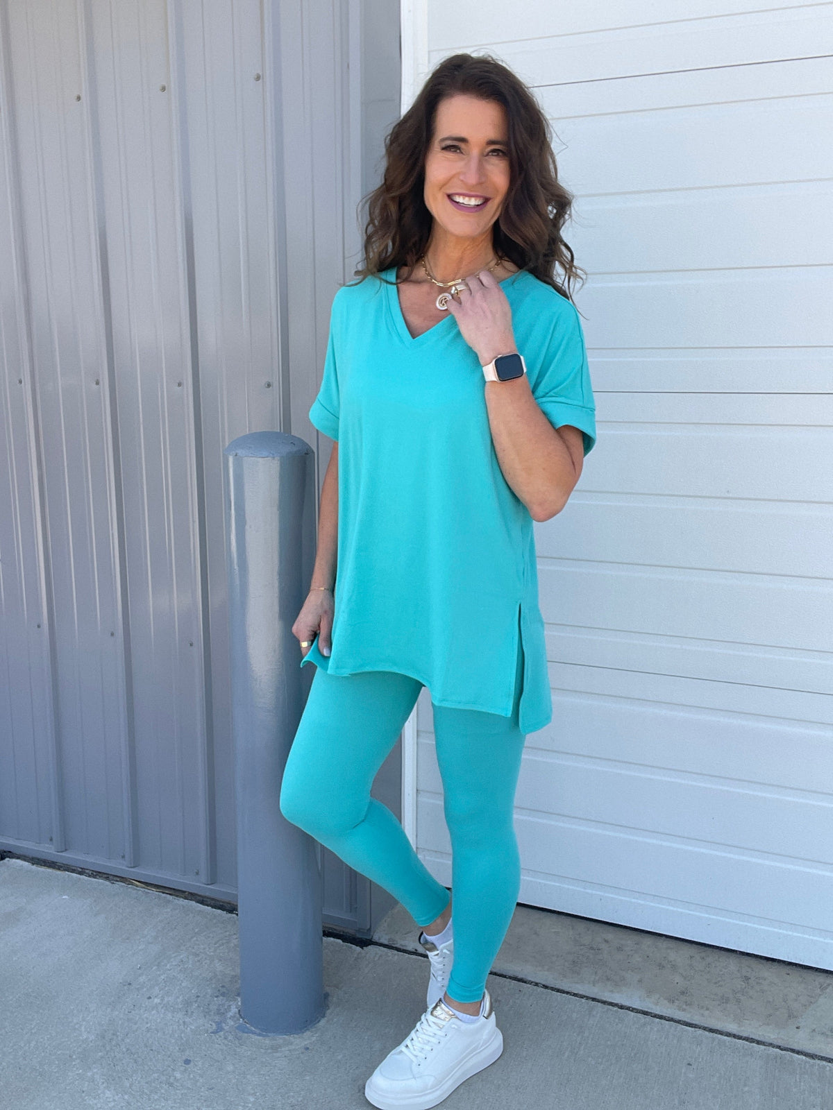 Take It Easy Soft V Neck Short Sleeve Lounge Leggings Set In 4 Colors *Final Sale*