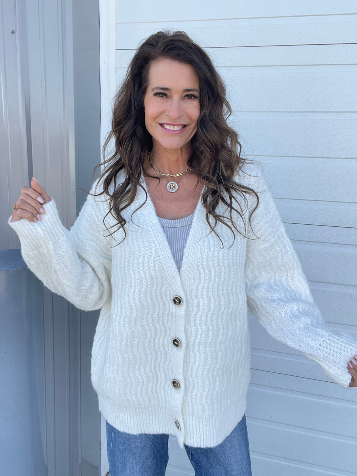 POL Oh So Chill Button Front Sweater Cardigan In 3 Colors: Ivory, Grey, Red *Final Sale*