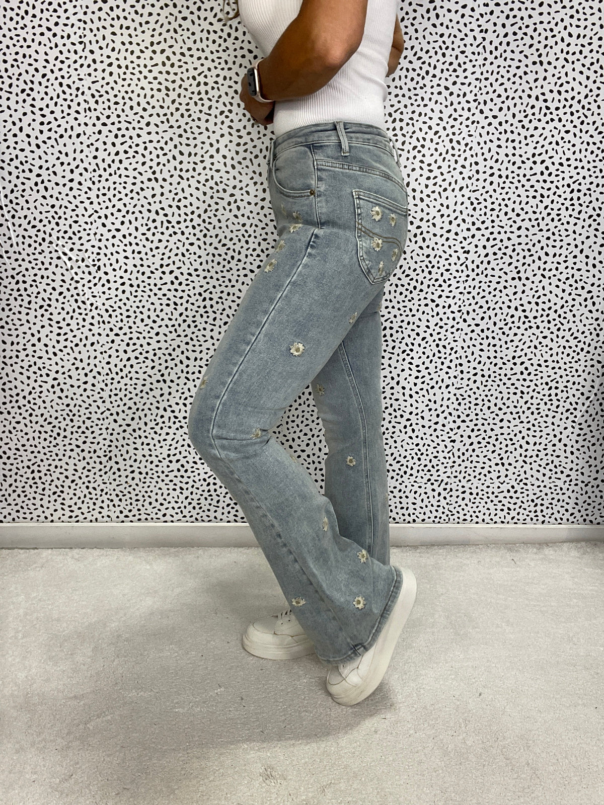 Oli & Hali Daisy Daze Flare Jeans In Light