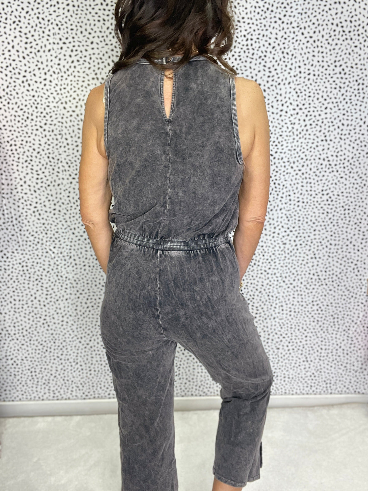 Perfect Days Mineral Washed Jumpsuit In Black *Final Sale*
