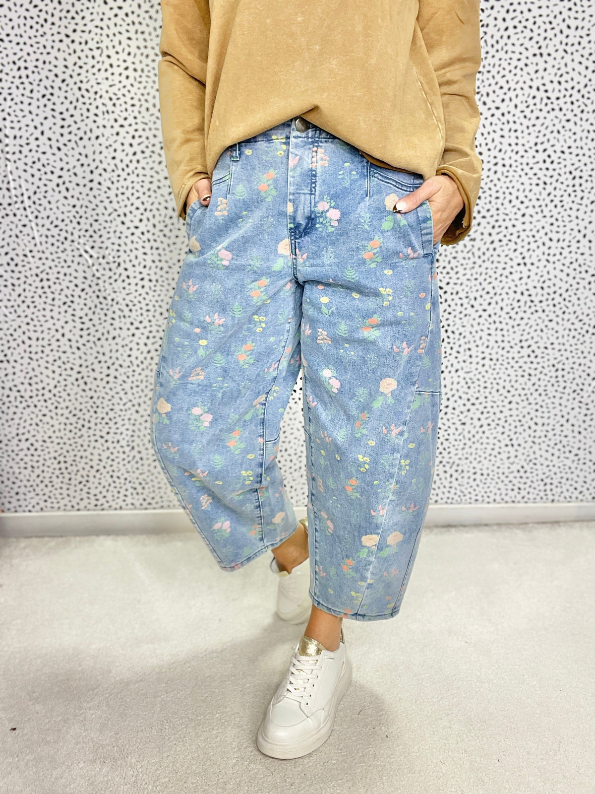 Garden Dream Floral Print Barrel Pants In 2 Colors