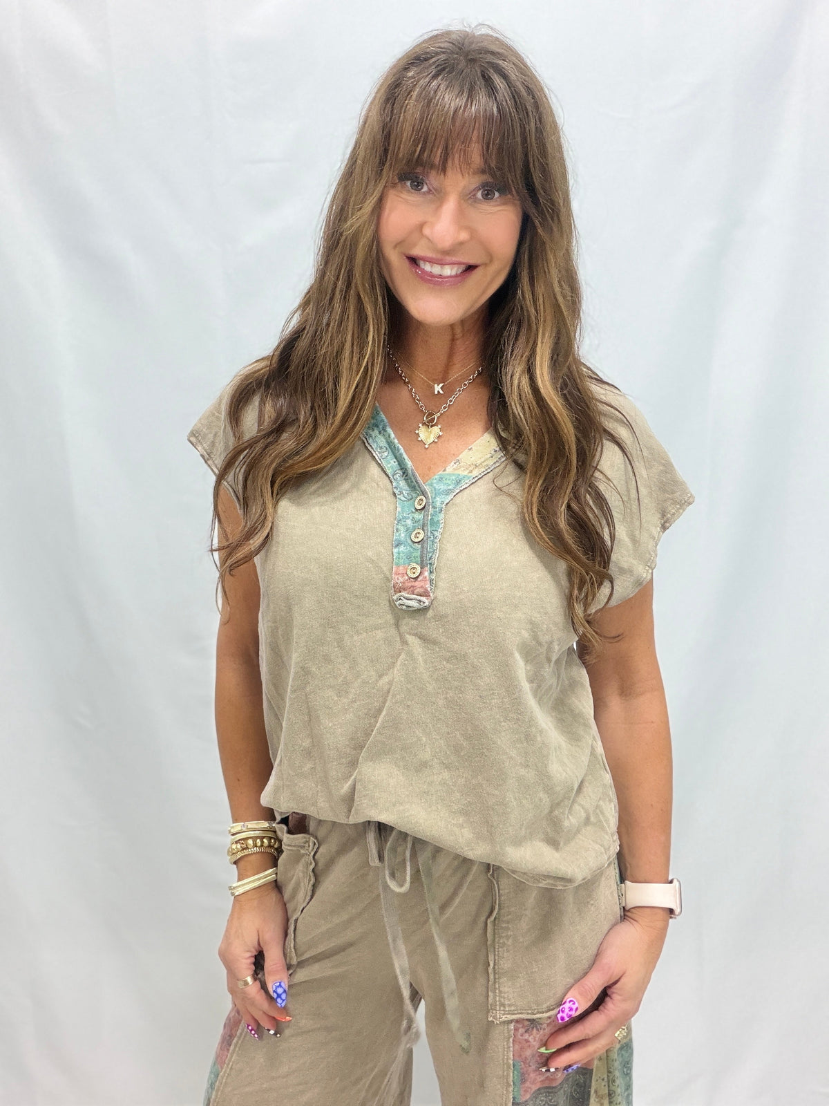 Desert Bloom Henley Top