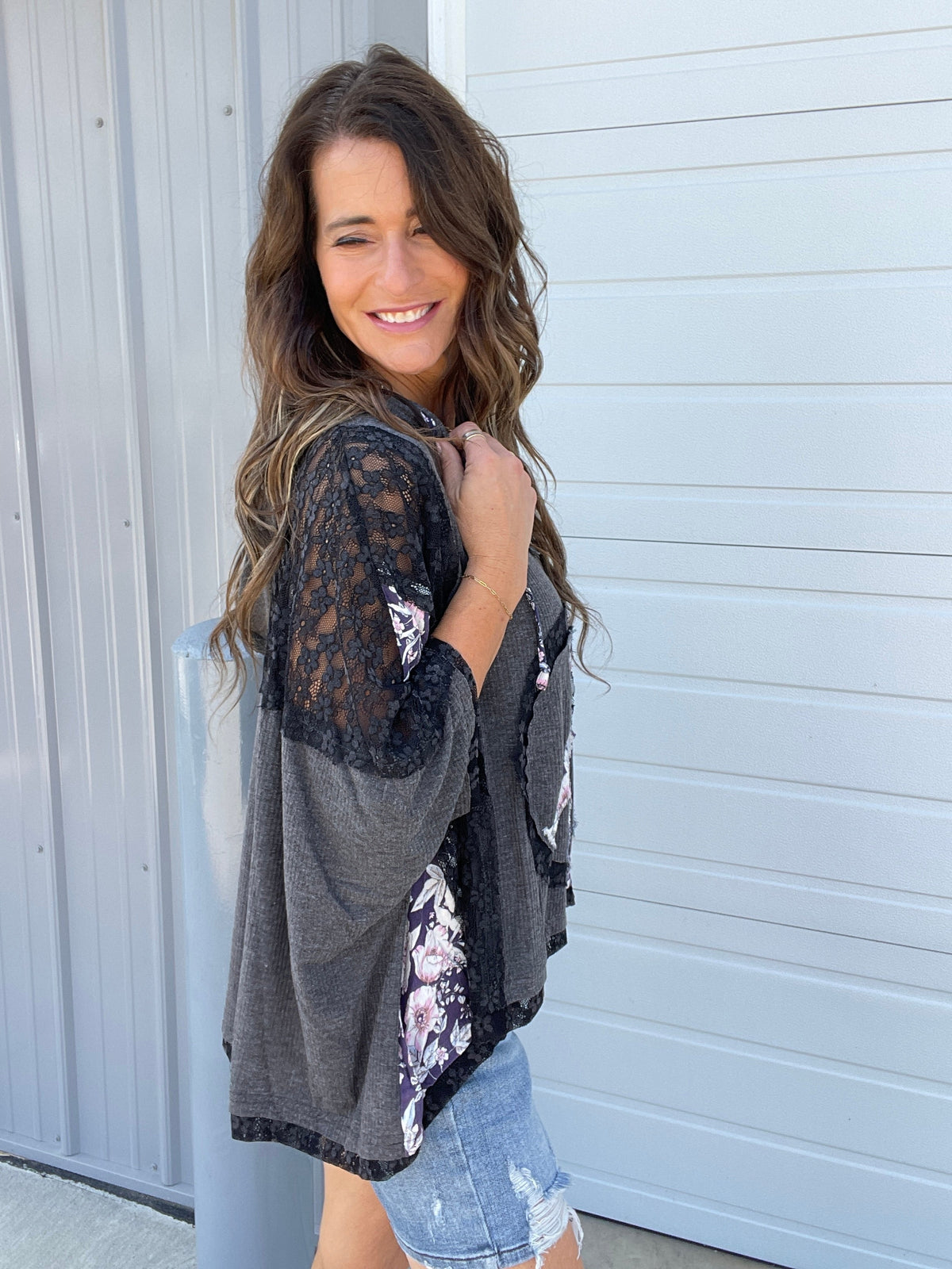Pol Peace Be With You Short Sleeve Hoodie Top In 6 Colors: Ivory, Charcoal, Pink, Sage, Peach, Aqua *Final Sale*