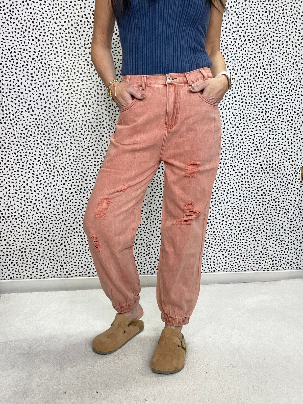 POL Check The Beat Distressed Jogger Pants In 3 Colors