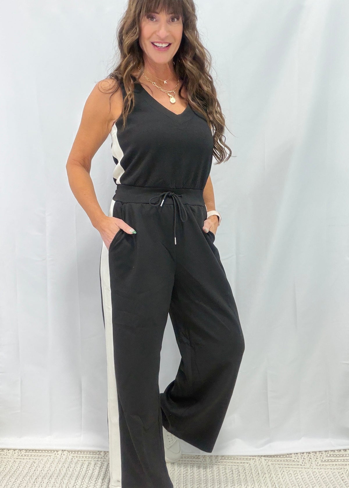Stay In The Game Sleeveless Jumpsuit In Black