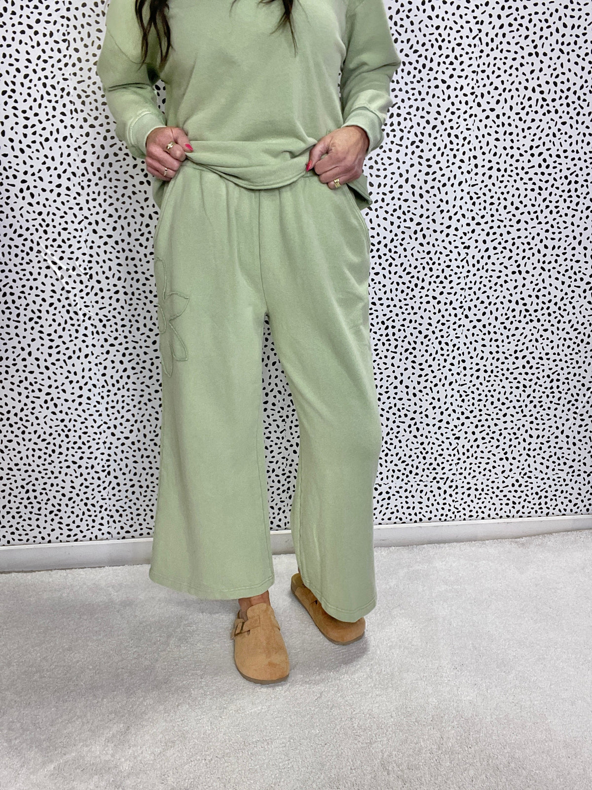 Flower Fields Mineral Washed Terry Knit Pants In 2 Colors *Final Sale*
