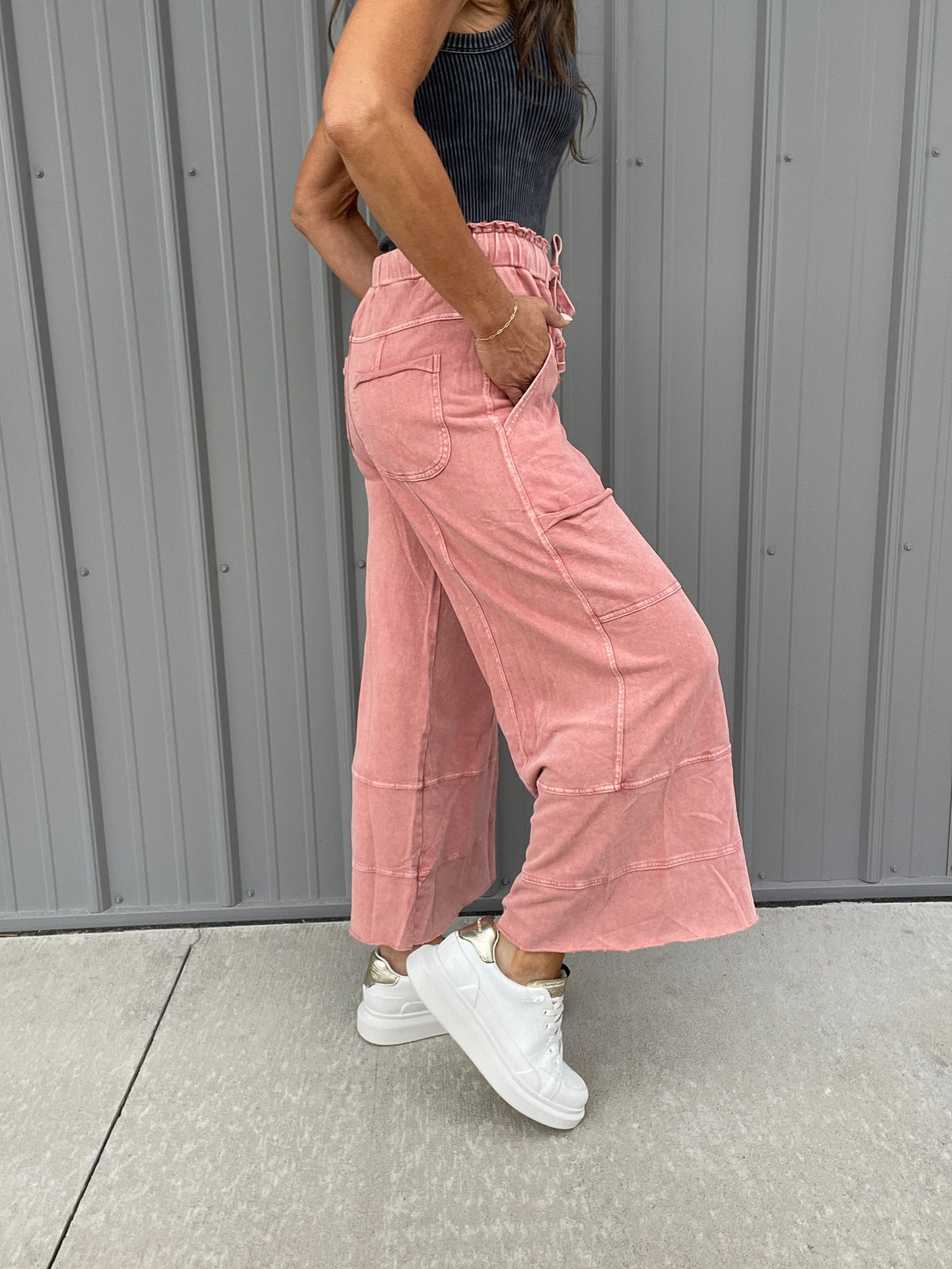 Get Going Mineral Washed Knit Crop Pants In 11 Colors *Final Sale*