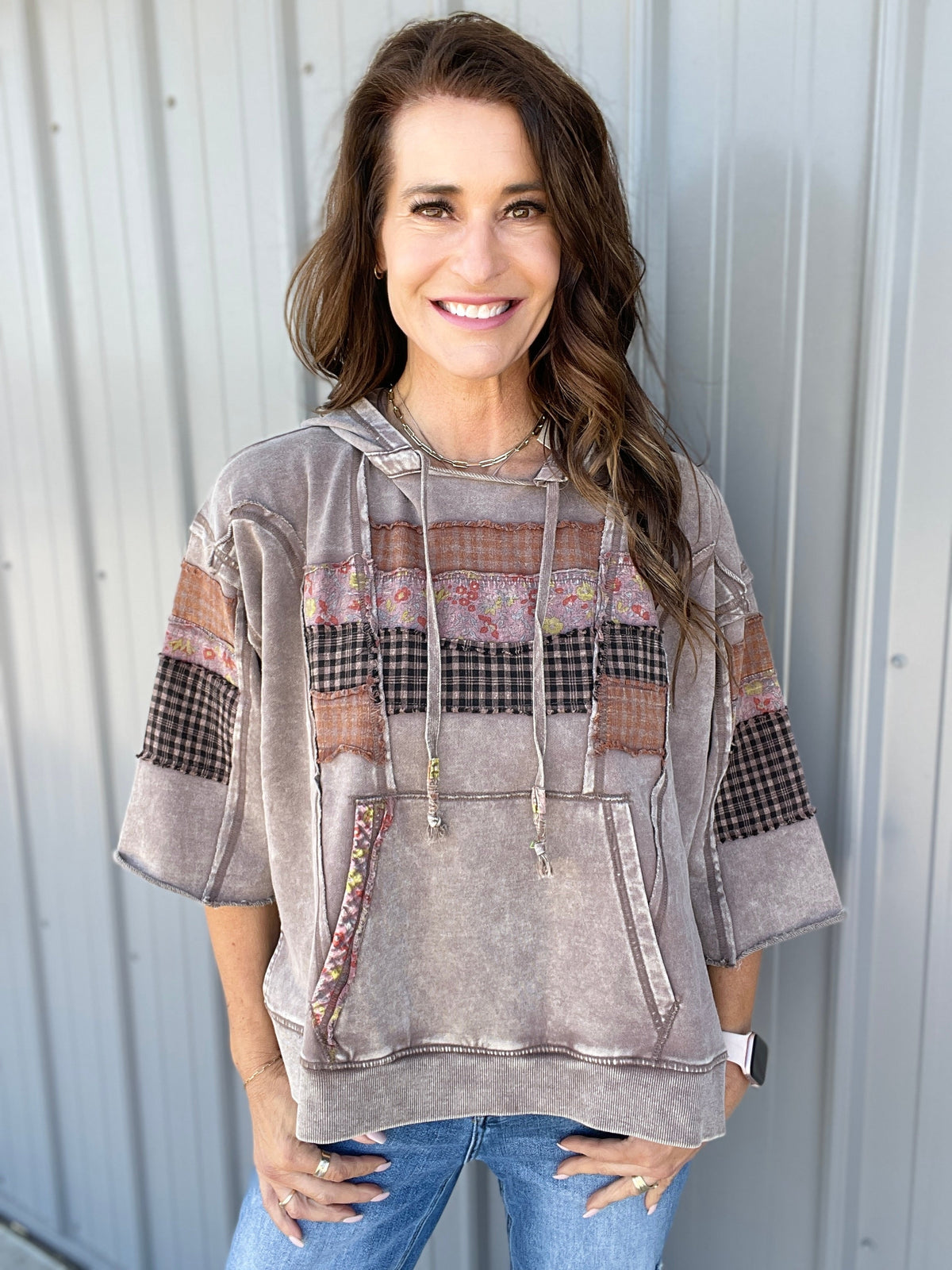 See The Truth Print Mix Hoodie In 5 Colors: Mocha, Green, Orange, Taupe, Ecru *Final Sale*