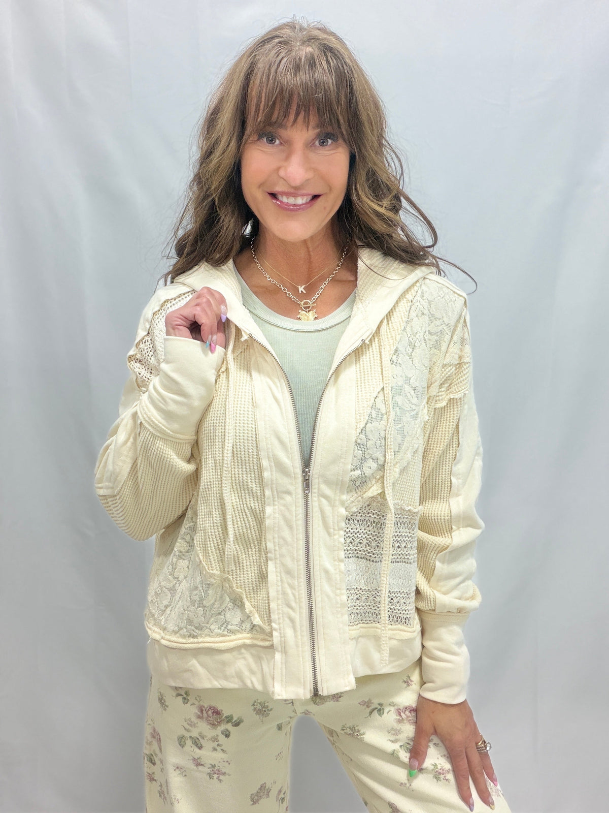 Oli & Hali Delicate Dreams Washed Zip Up Jacket in 2 Colors