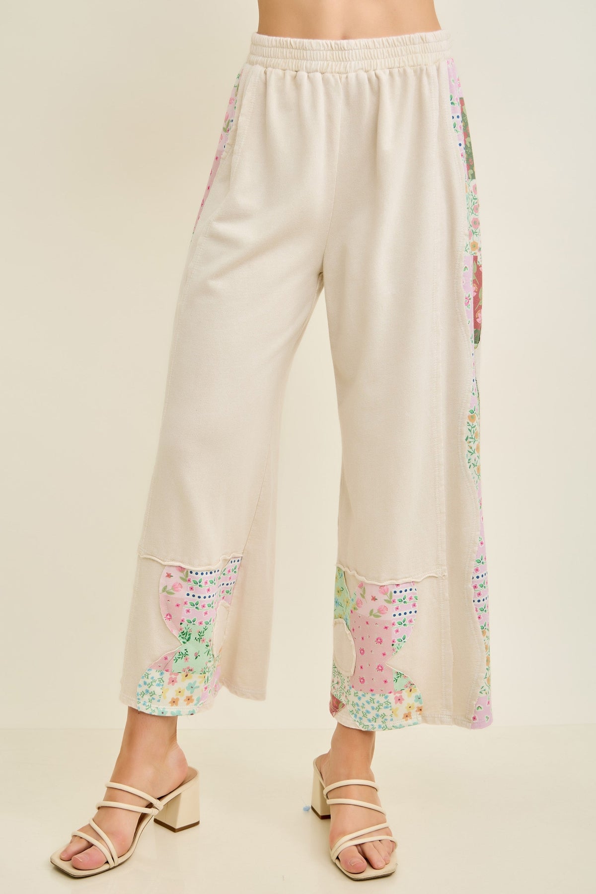 Blush And Bloom Floral Patch Pants In 2 Colors