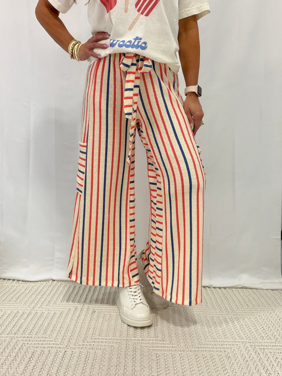 Back Together Striped Pants In Red/Blue