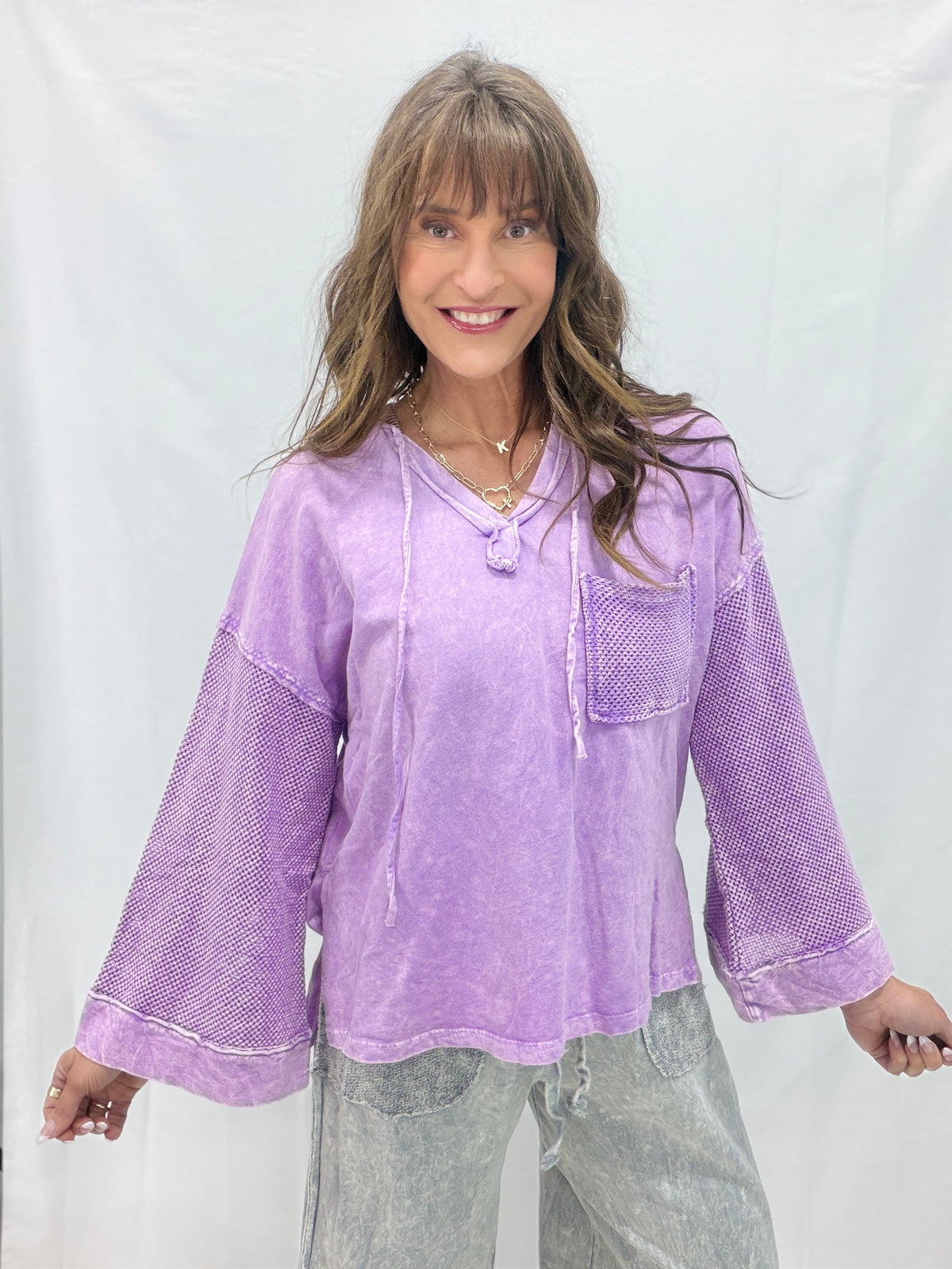 Taking It Easy Mesh Sleeve Hoodie In 3 Colors *Final Sale*