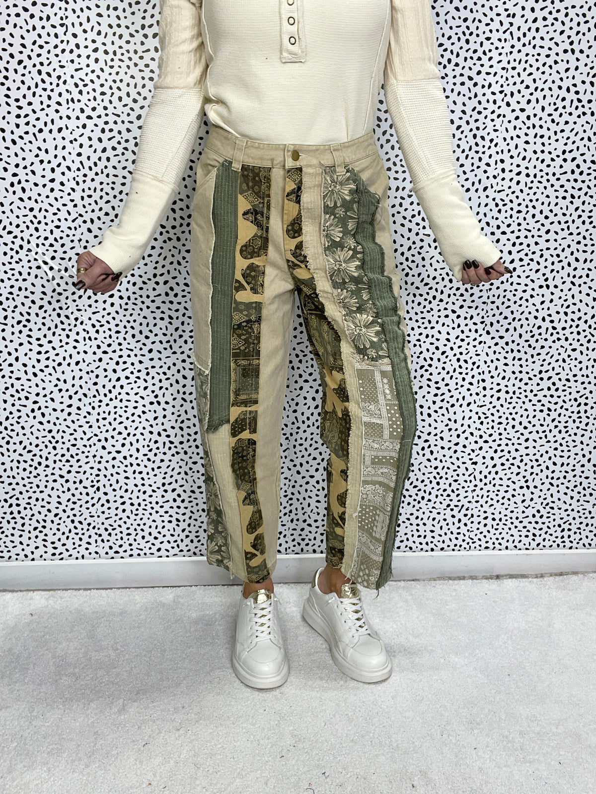 Oli & Hali It's Your Thing Washed Patchwork Twill Bottoms In 2 Colors *Final Sale*