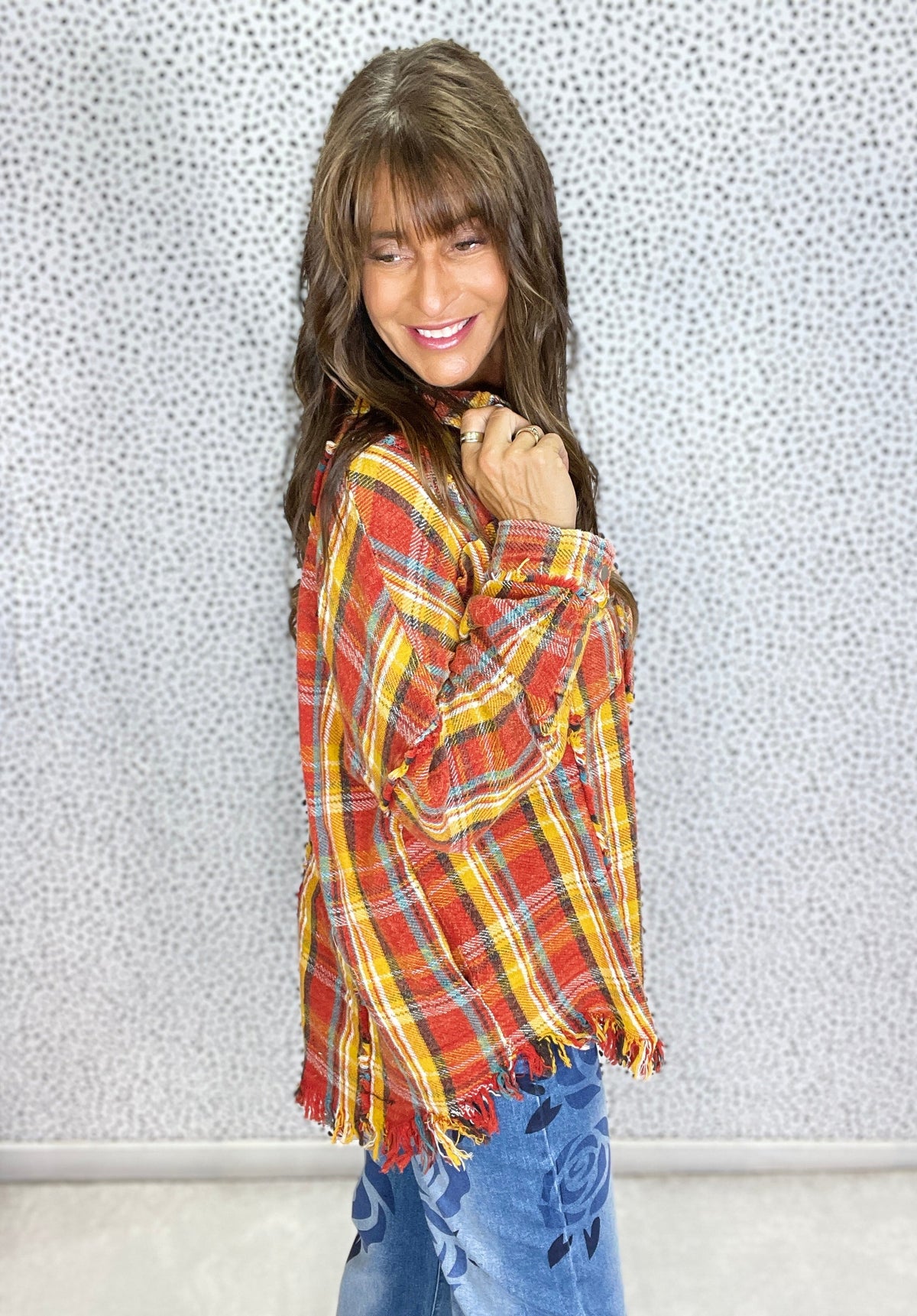 Autumn Skies Plaid Fringe Shacket in 2 Colors