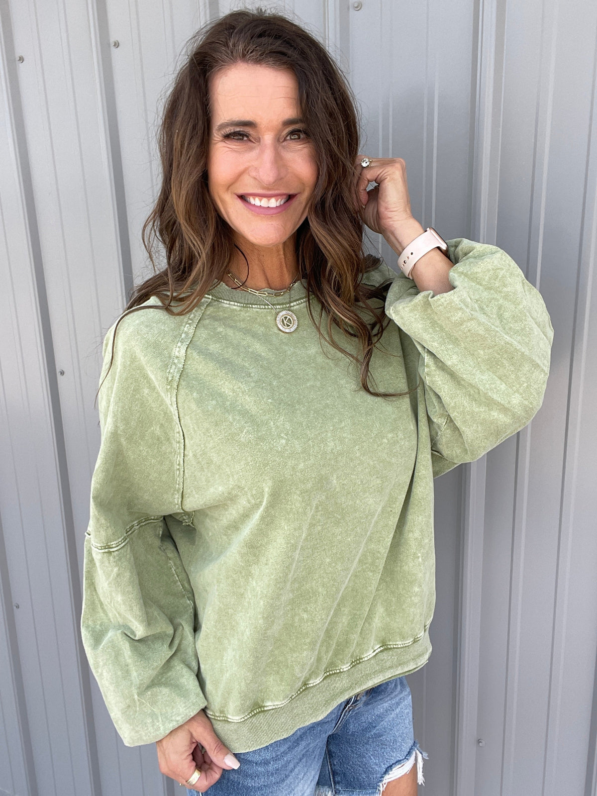 Where To Be Mineral Washed Top In 4 Colors: Camel, Denim, Sage, Orchid *Final Sale*