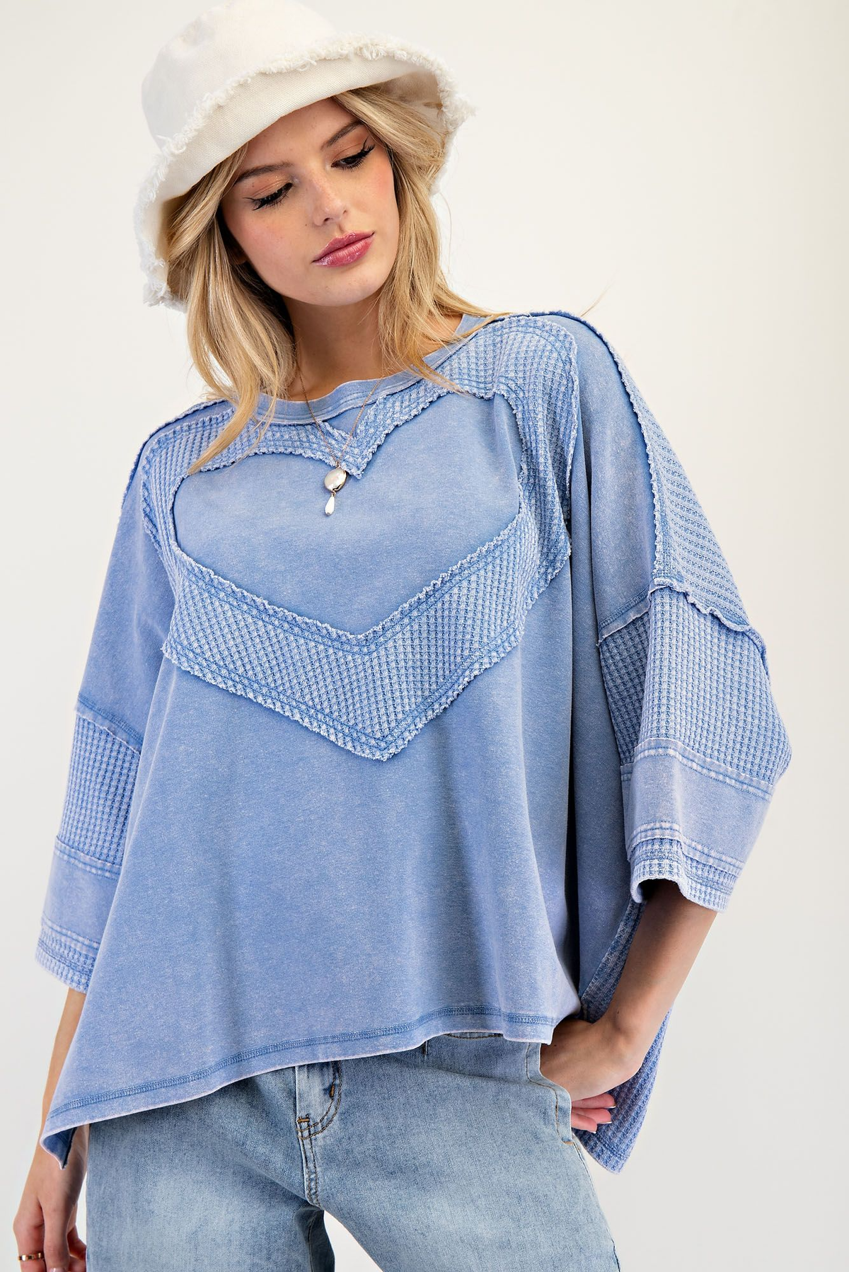 Sweetheart Stitch Heart Patch Top In 3 Colors