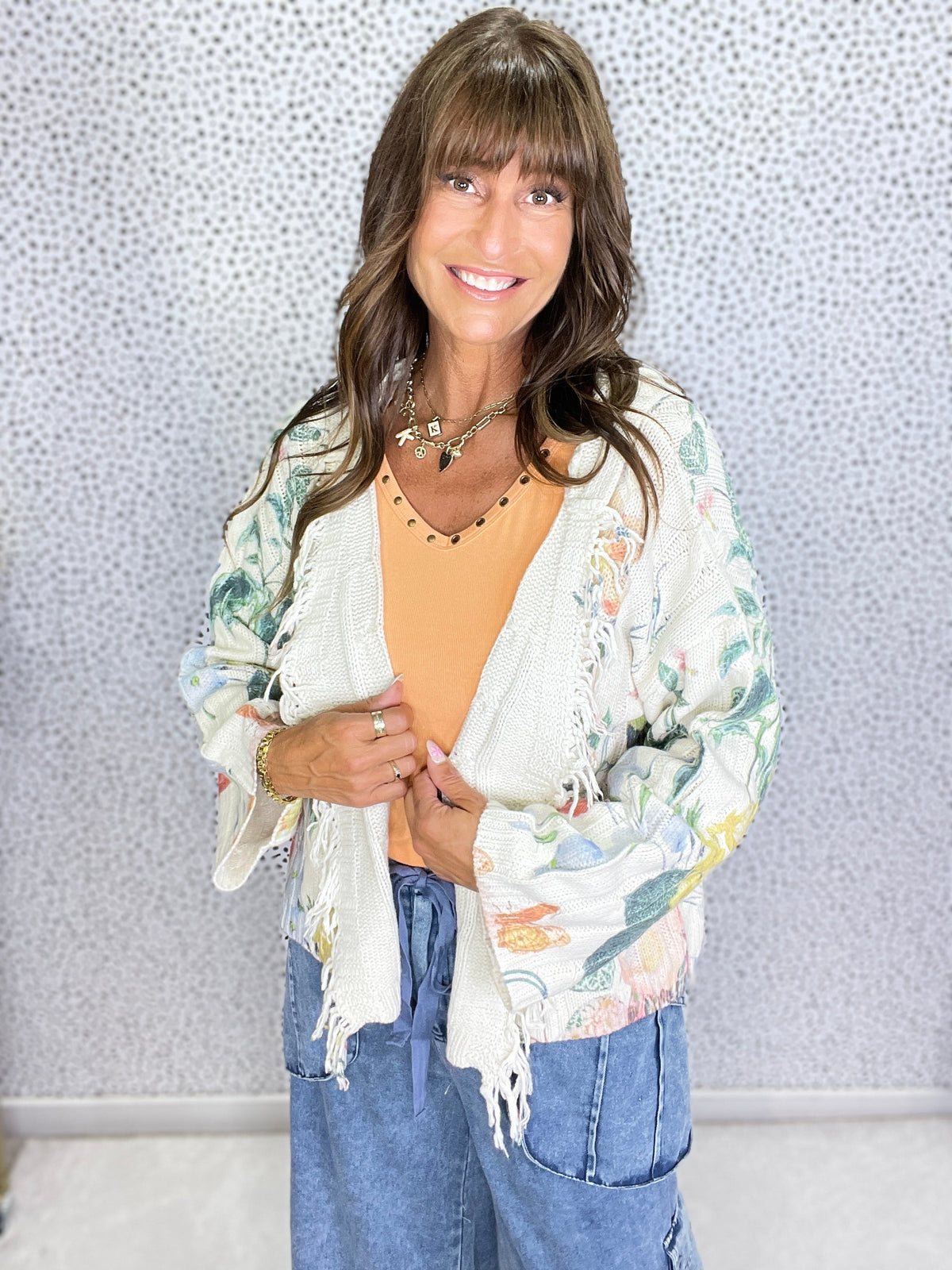 Pol Wildflower Fringe Cardigan *Final Sale*
