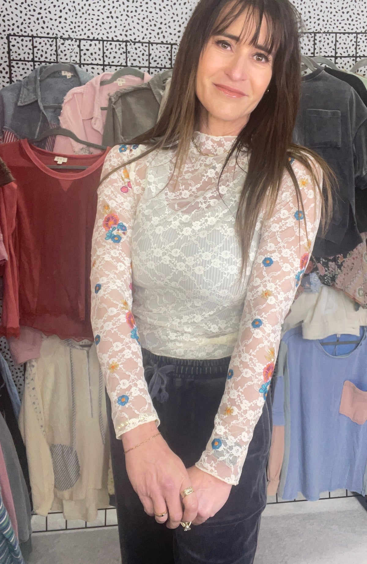 On The Chic Road Embroidered Lace Top In Ivory *Final Sale*