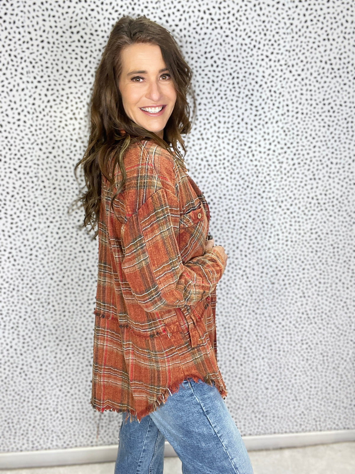 Oli & Hali Fall Park Mineral Washed Plaid Top In 2 Colors *Final Sale*