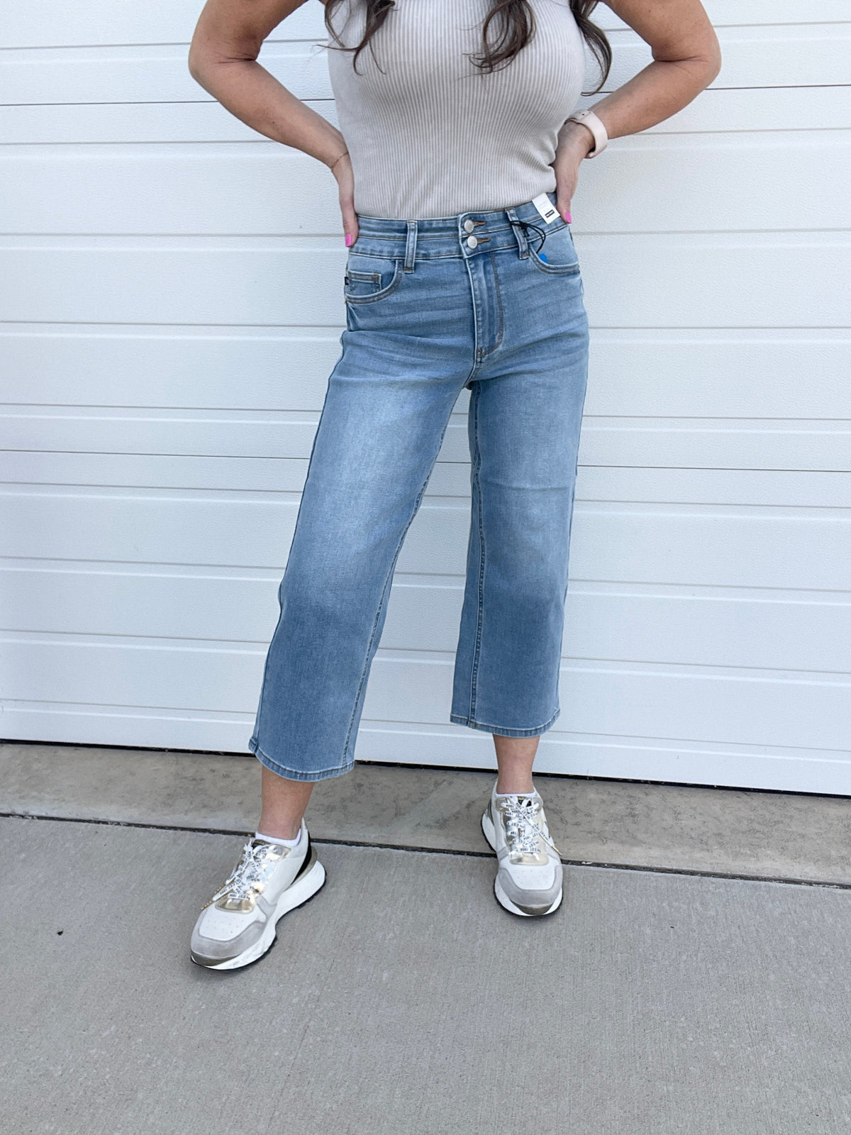 Judy Blue Sadie Double Button Wide Leg Crop 616