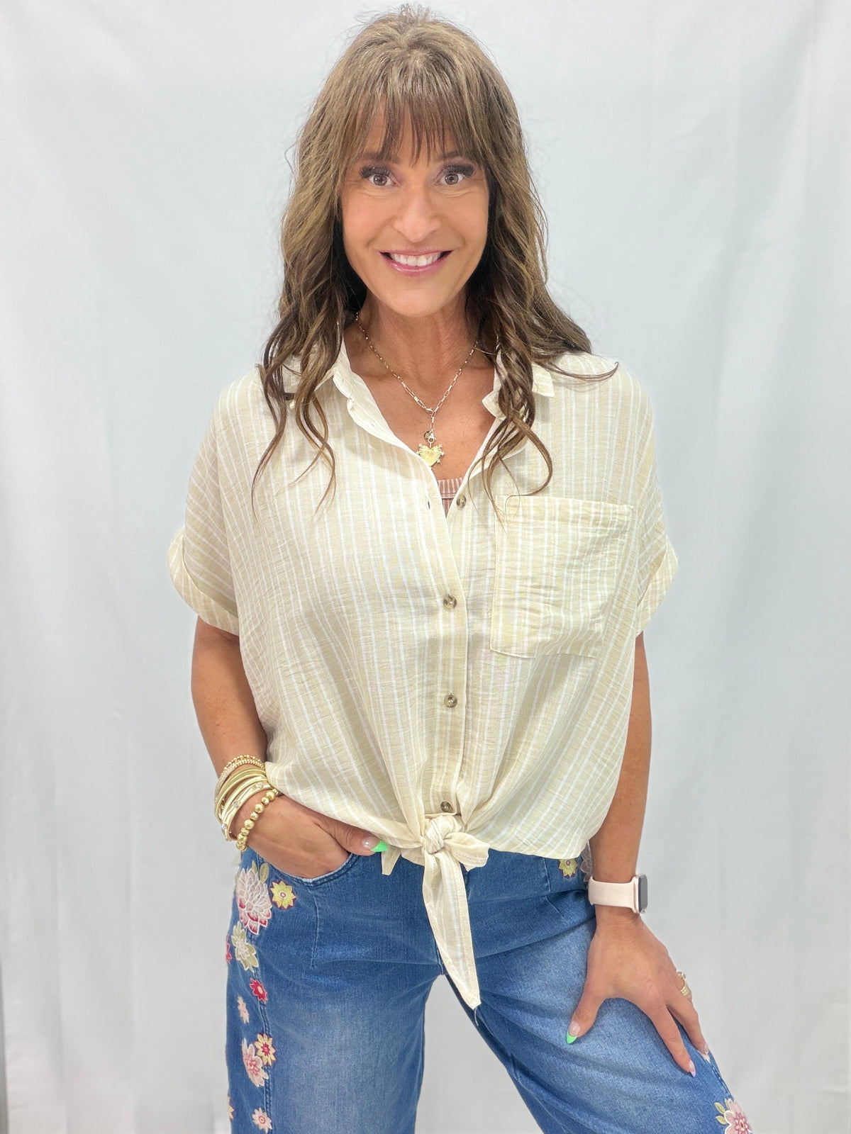 Free To Dream Striped Button Down Shirt In 2 Colors