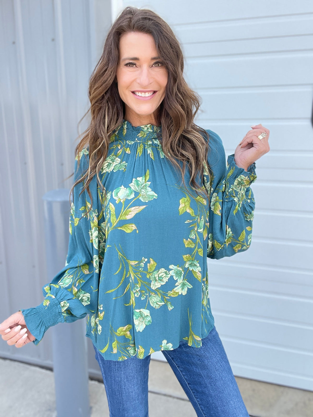 Where Have You Been Mock Neck Blouse In 3 Colors: Golden, Teal. Plum *Final Sale*