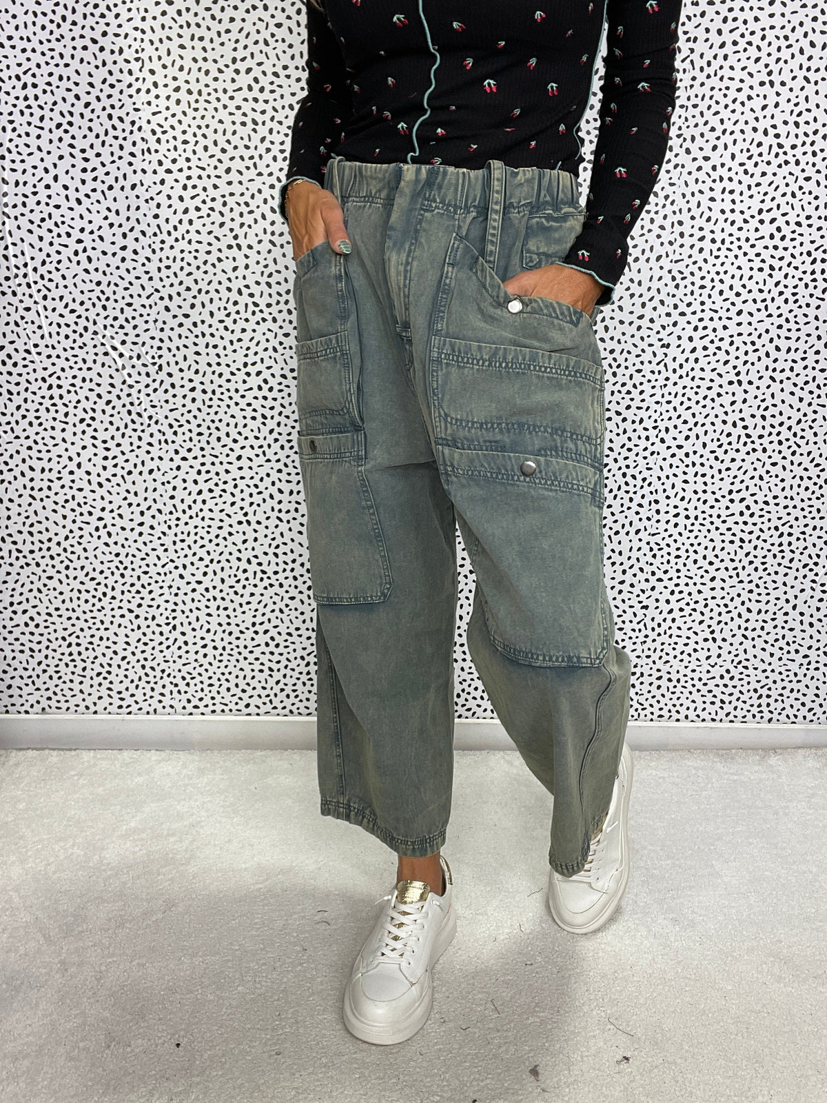 Oli & Hali Mineral Washed Wide Leg Cargo Jean In 2 Colors *Final Sale*