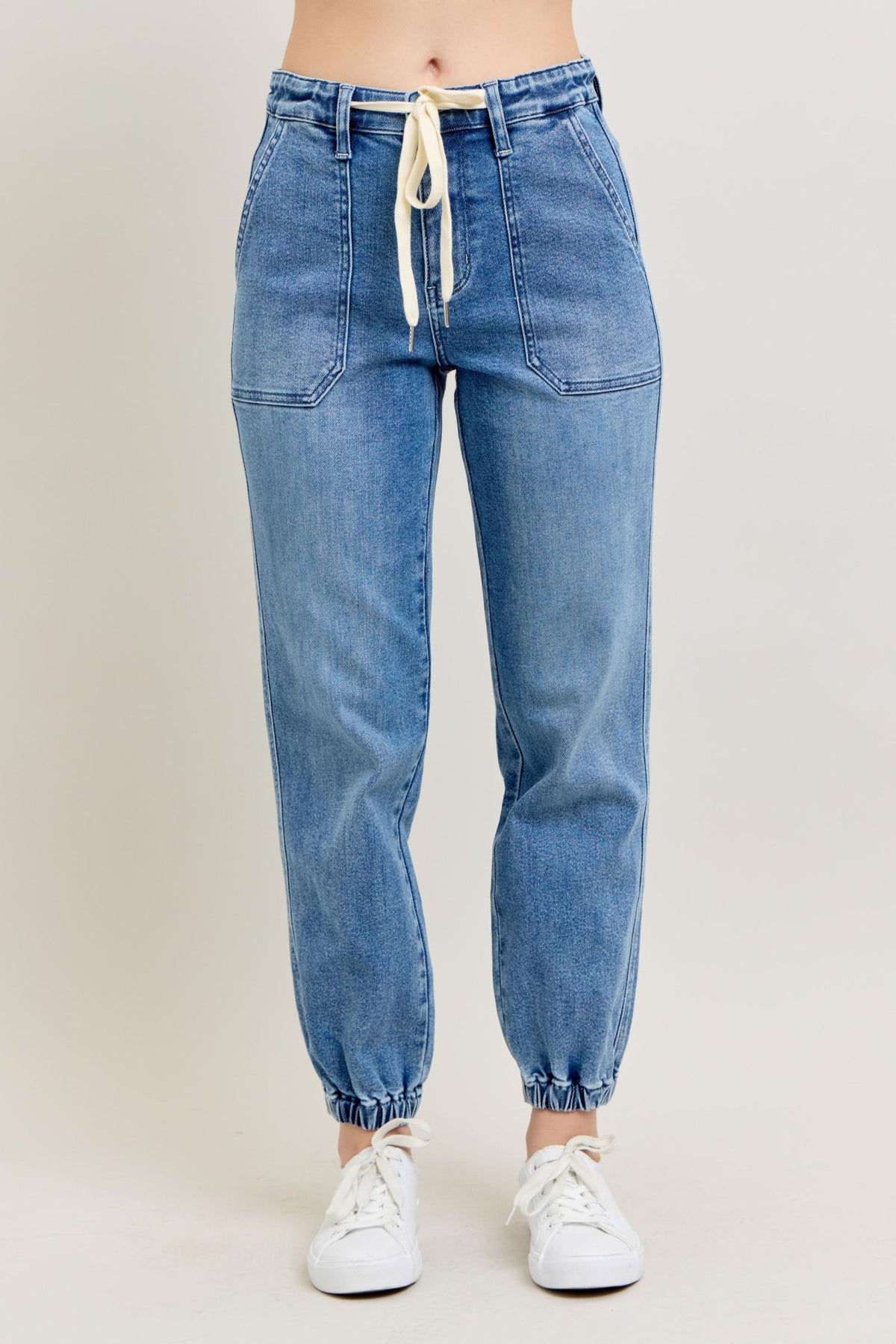 Judy Blue Macy High Rise Drawstring Jogger Jeans 948 In Medium *Final Sale*
