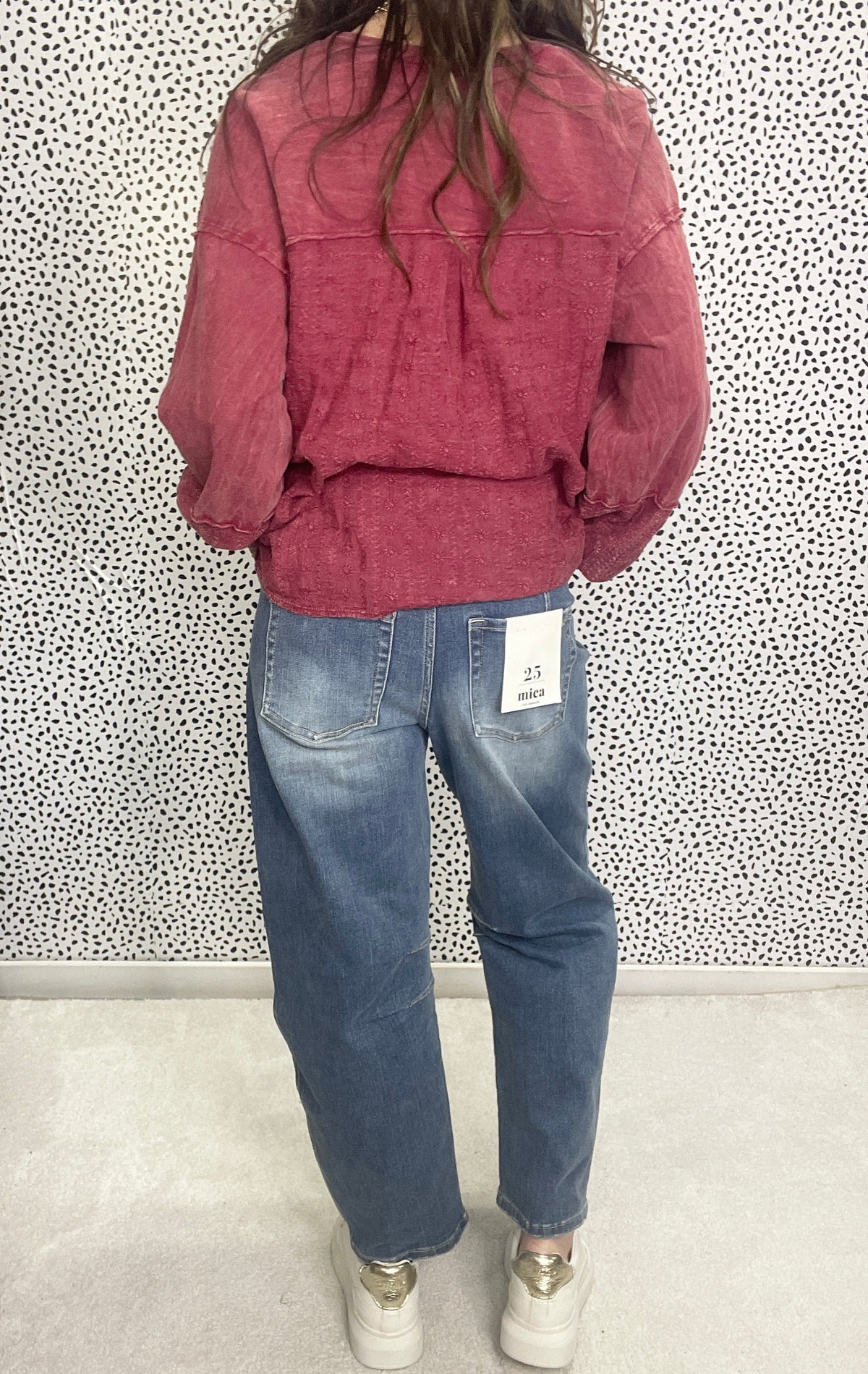 Mica Reba High Rise Non Distressed Barrel Jeans In Saphire 233