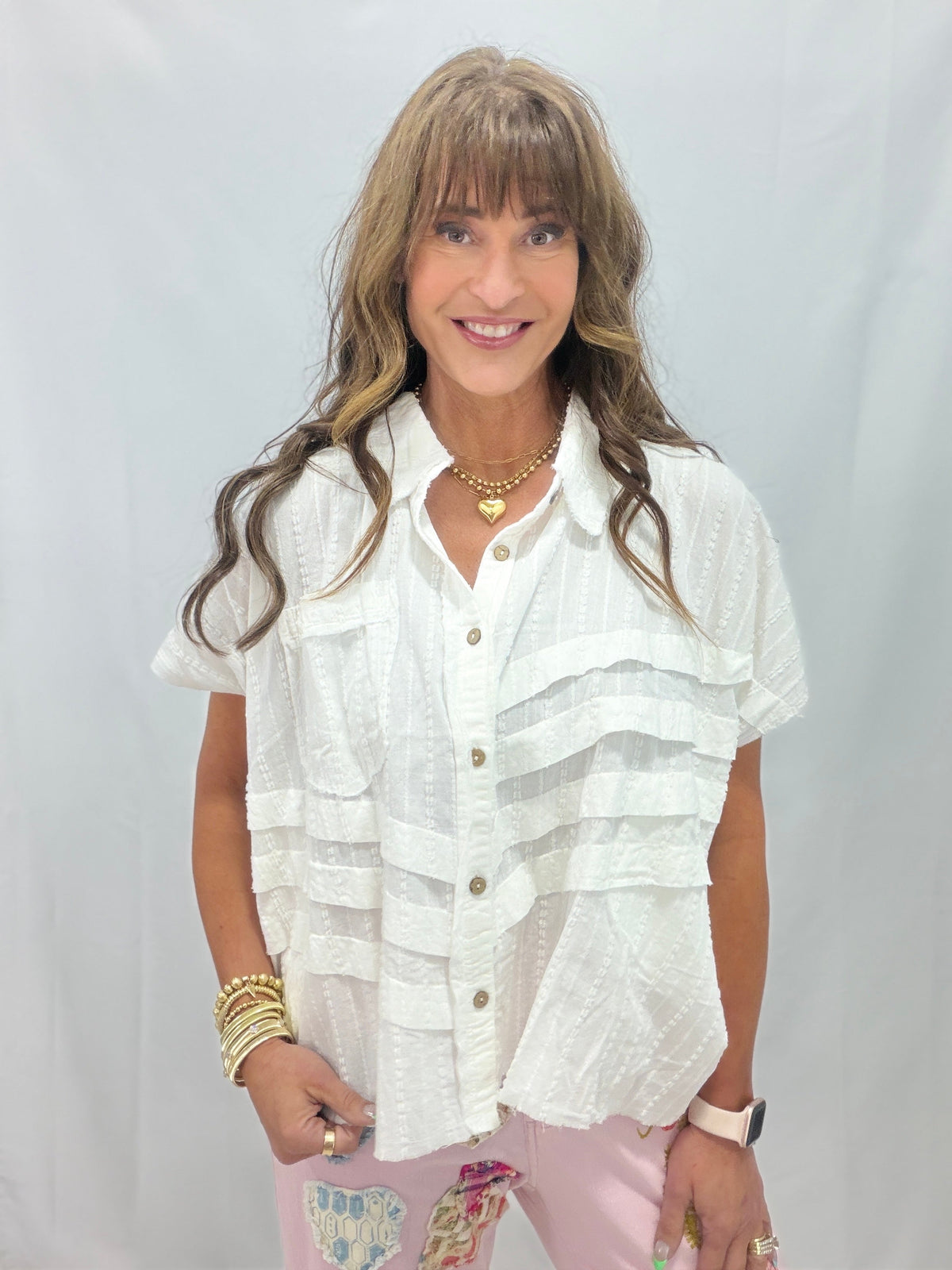 Oli & Hali Darling Daydream Short Sleeve Top In 2 Colors